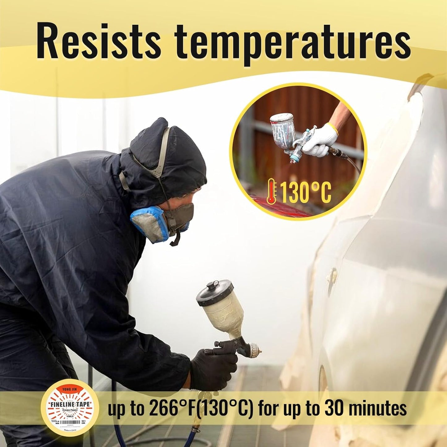 YONGJIN Multi-Size Pinstripe Tape, Fine Line Masking Tape Set for Automotive, DIY, Paint, Art (1/16", 1/8", 1/4", 1/2")