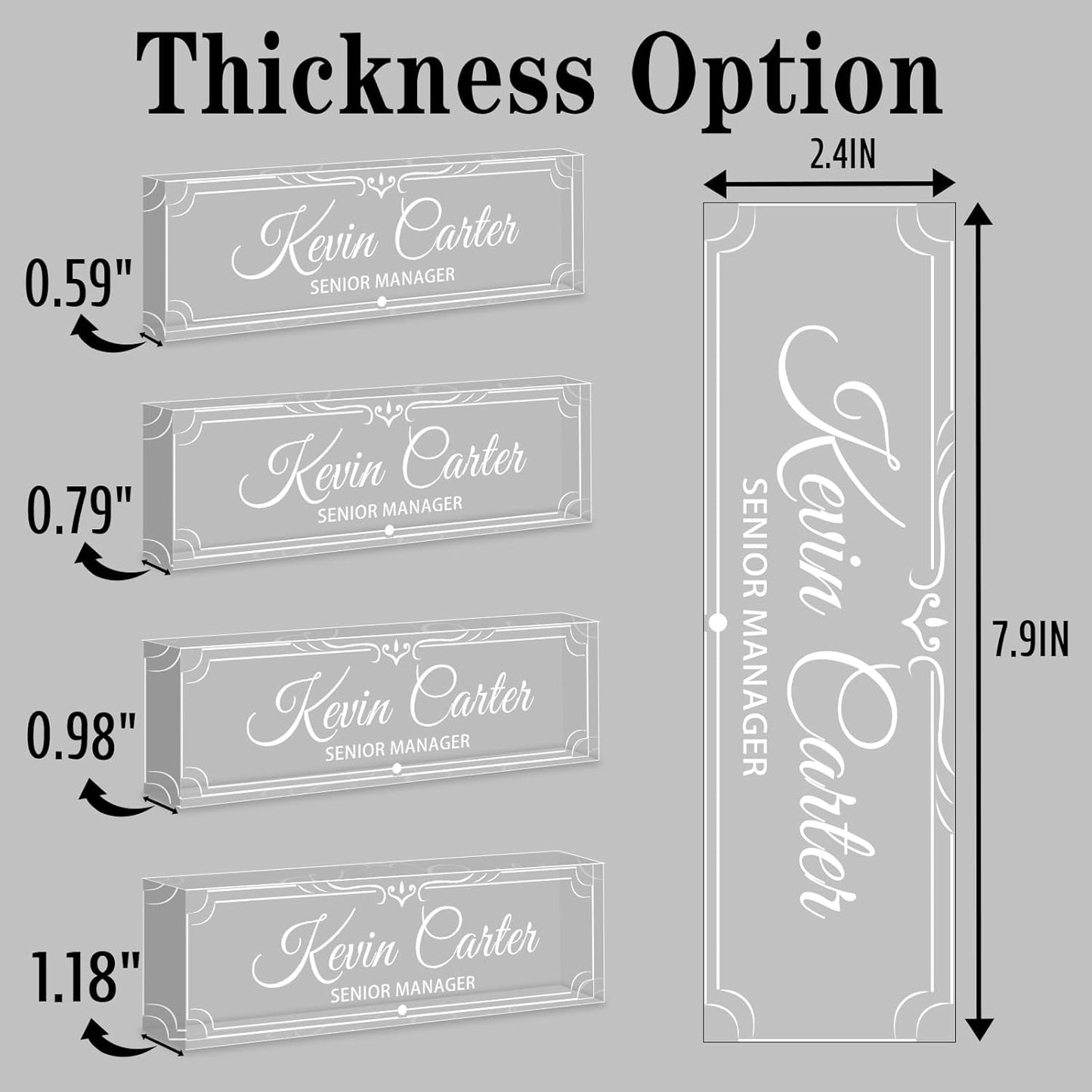 Name Plate for Desk Personalized, Acrylic Desk Decorations, Employee Appreciation Gifts, Custom Office Gifts for Coworkers, Boss, Teacher, Nurse (Engraving 03)