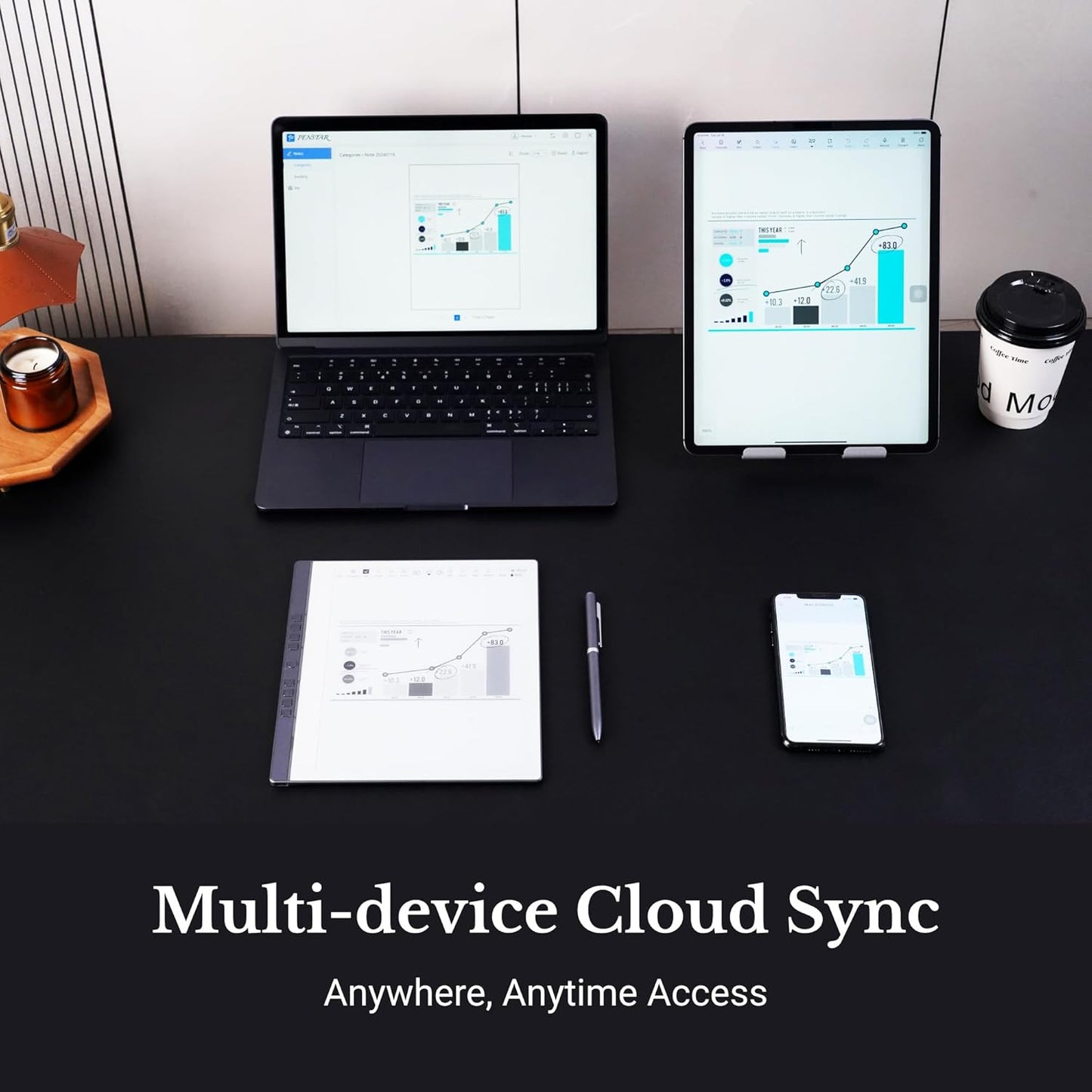 eNote 2 Paper Tablet Bundle, 10.3-inch Pen Only Writing Tablet, Electronic Notebook Digital Notepad, 300 PPI 4G 128G E-Ink Reader with Folio Cover & Two B5 Pens