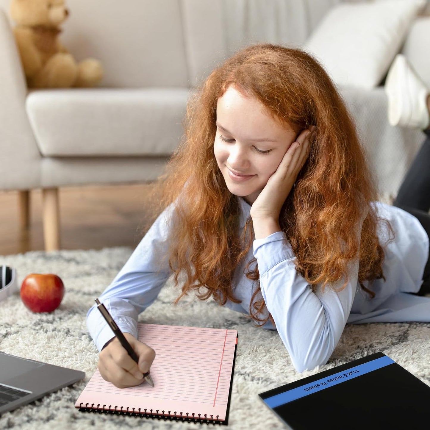 6 Pcs Legal Pad Top Spiral Bound Notebook 70 Sheets Wirebound Notepad Double Sided Ruled Memo Steno Pad with Stiff Back Cover for Business(8.5 x 11 Inches,No Holes,Morandi Color)