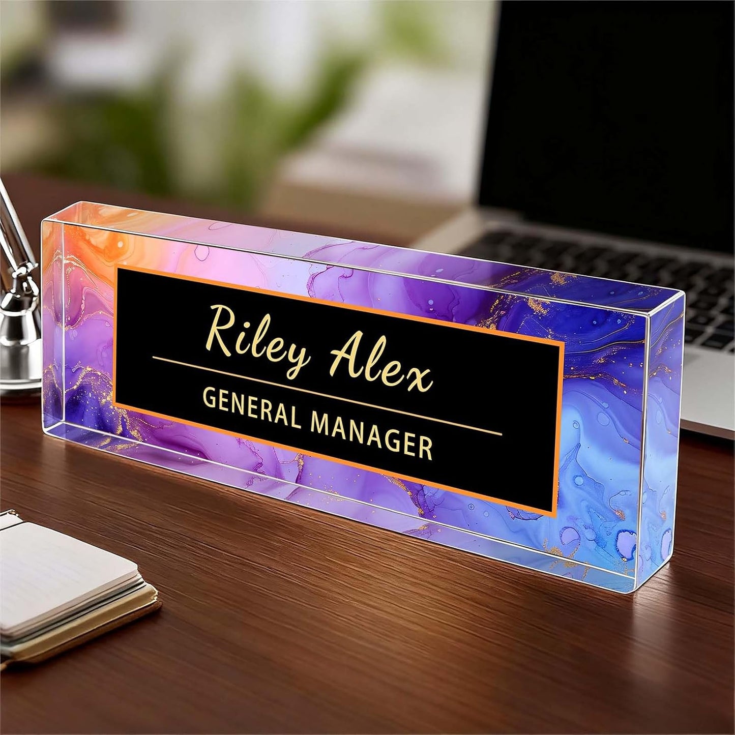 Desk Name Plate Personalized, Office Decor Cute Desk Accessories for Employee Appreciation Gifts Office Gifts for Boss, Teacher (S1)