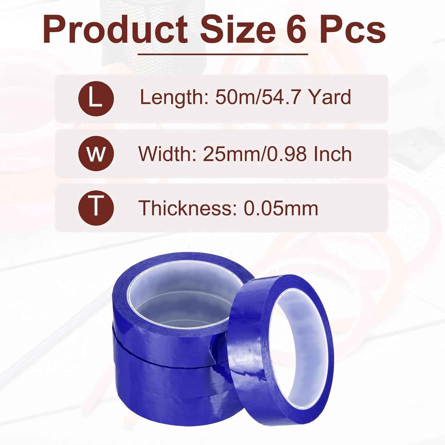 MECCANIXITY 6 Rolls Whiteboard Tape Graphic Chart Tape 25mm 54.7 Yard Art Tape Thin Self-Adhesive Pinstripe Tape Masking Tape for Gift Wrapping Craft Supplies, Blue