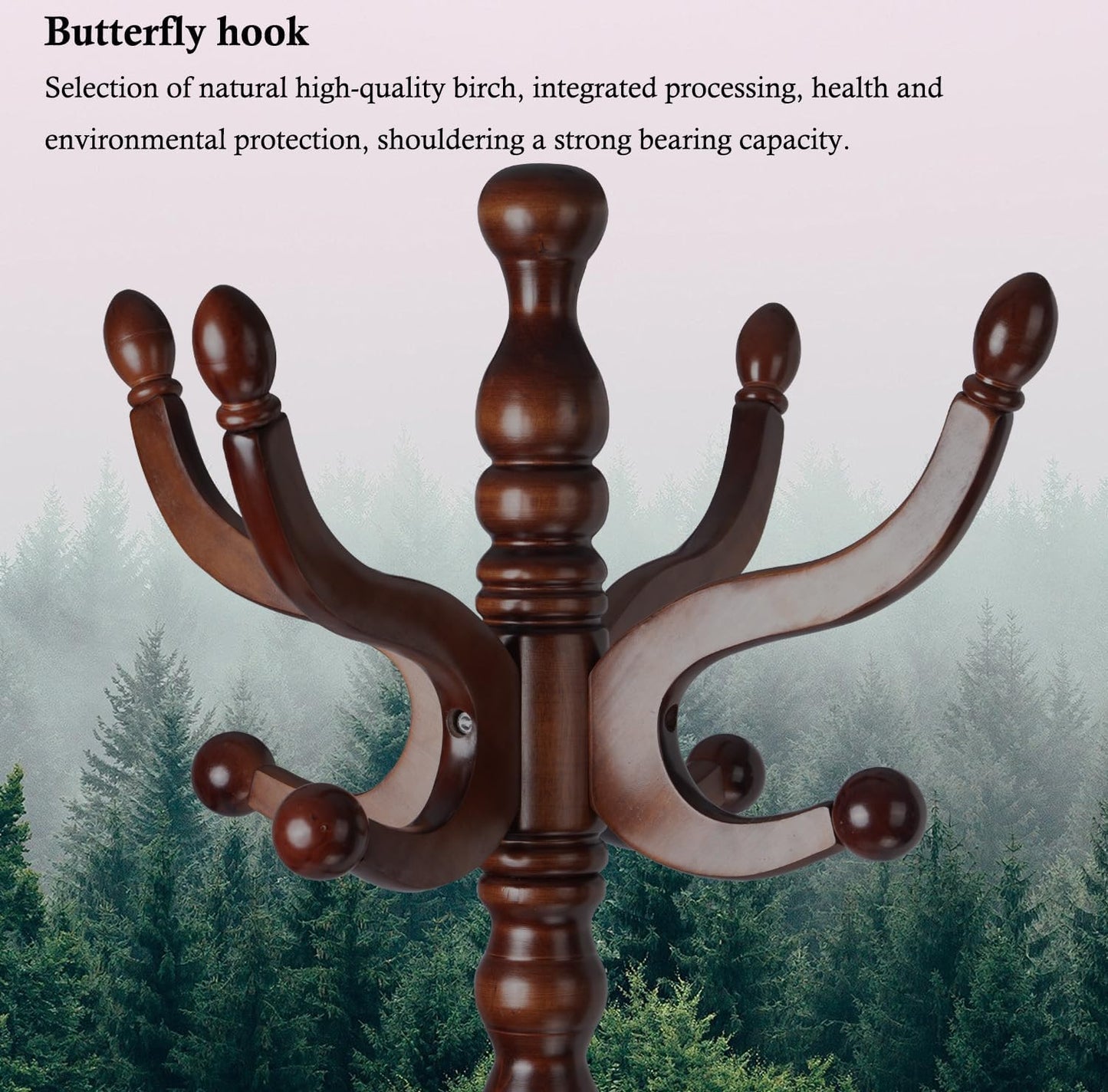 Coat Rack Stand, Solid Wooden Coat Tree with 11 Hooks, Heavy Duty Coat Rack Freestanding with Sturdy Round Base, Natural Birch Wood Coat Hanger Stand for Entryway Bedroom (triangles)