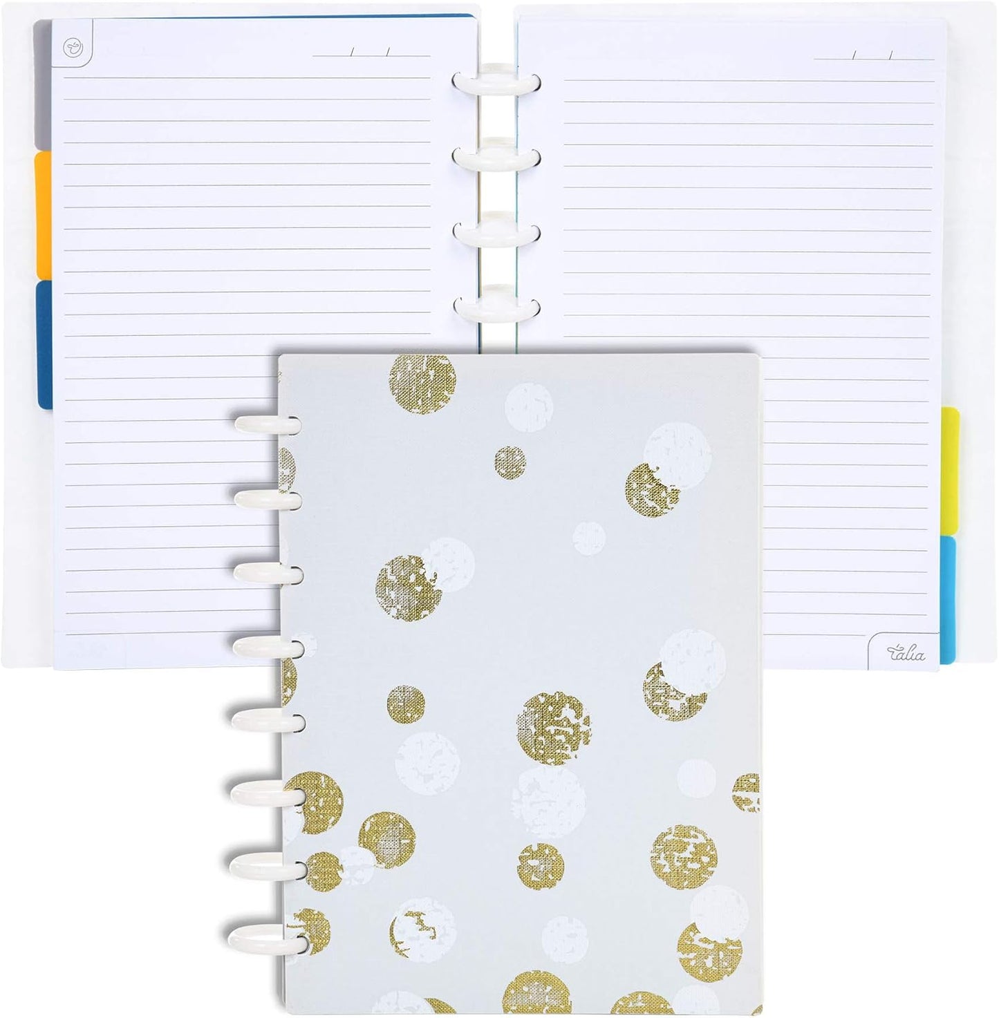 Talia Discbound Notebooks, Planner, Customizable, (xBounce Gold, Junior (5.5in x 8.5in))