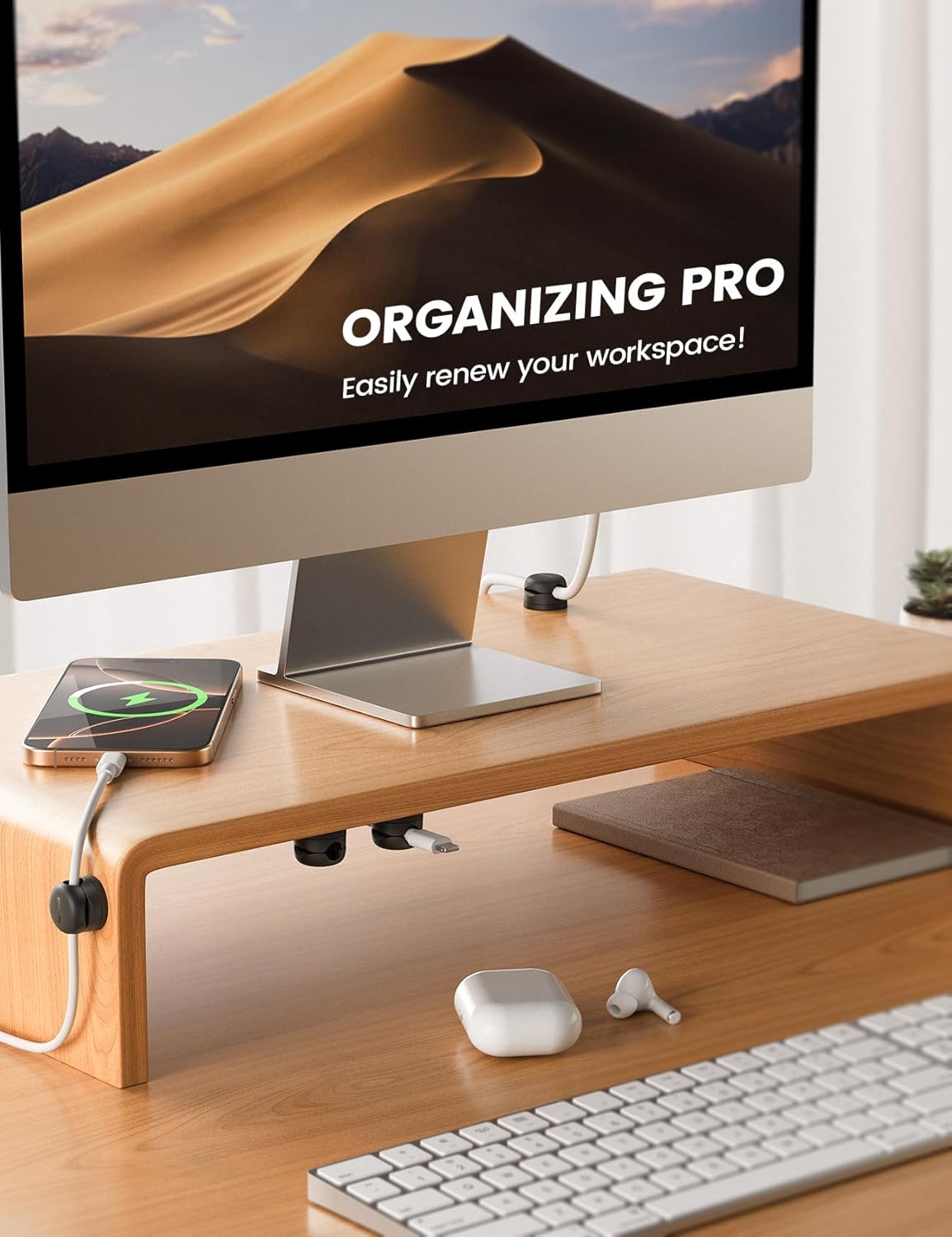 Lamicall 12Pack Rotatable Cord Organizer, Desk Office Nightstand Accessories - Cable Management Clips, Desk Phone Charger Holder Gadgets, Wire Organizer Keeper Home Workspace Dorm Organizers