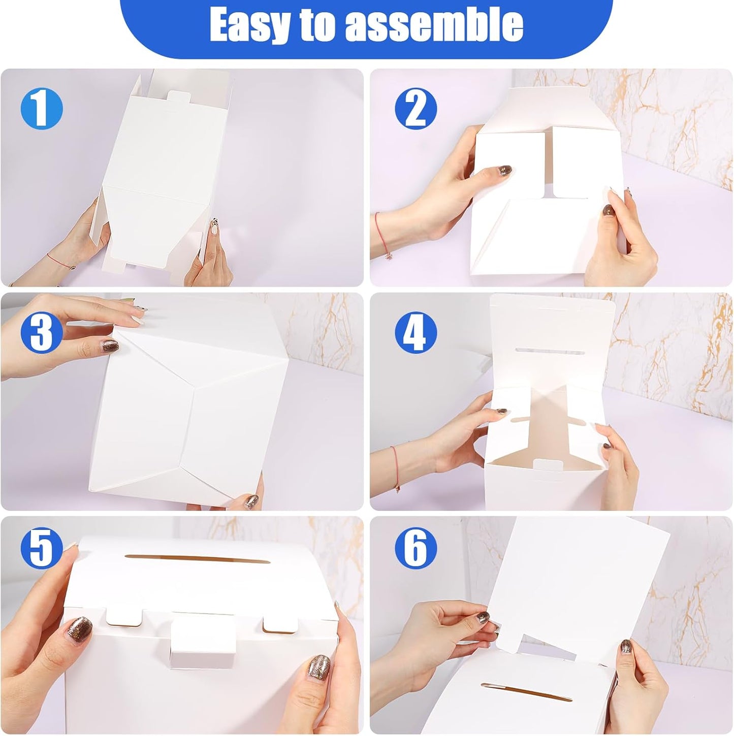 Ysglory 24 Pack Raffle Ticket Box White Suggestion Ballot Box with Slot Cardboard Charity Donation Boxes for Fundraising Collecting Business Card Voting Contest, 6.6 x 4.5 x 4.5 Inches