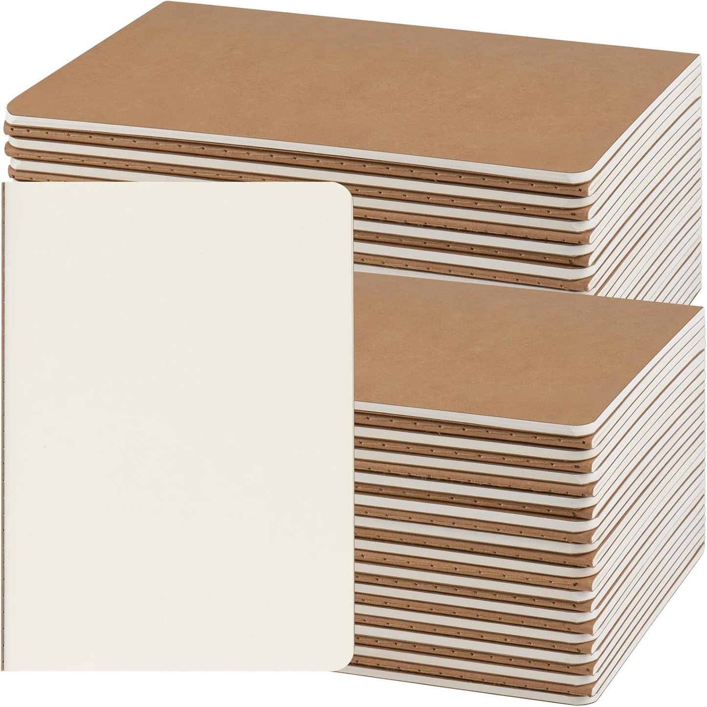 ZCZN 50 Pack A5 Kraft Notebooks Bulk, 8.15x5.5 Inches Blank Journaling Notebooks, Notebooks for Work, Composition Notebooks for School, Journal notebooks for kids, 60 Pages