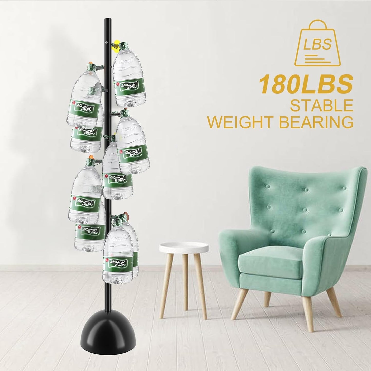 Metal Coat Rack Stand with Ball Base, Modern Coat Rack Freestanding, Heavy Duty Coat Racks with 8 Acrylic Hooks, Coat Hall Tree Hanger Stand for Entryway, Office