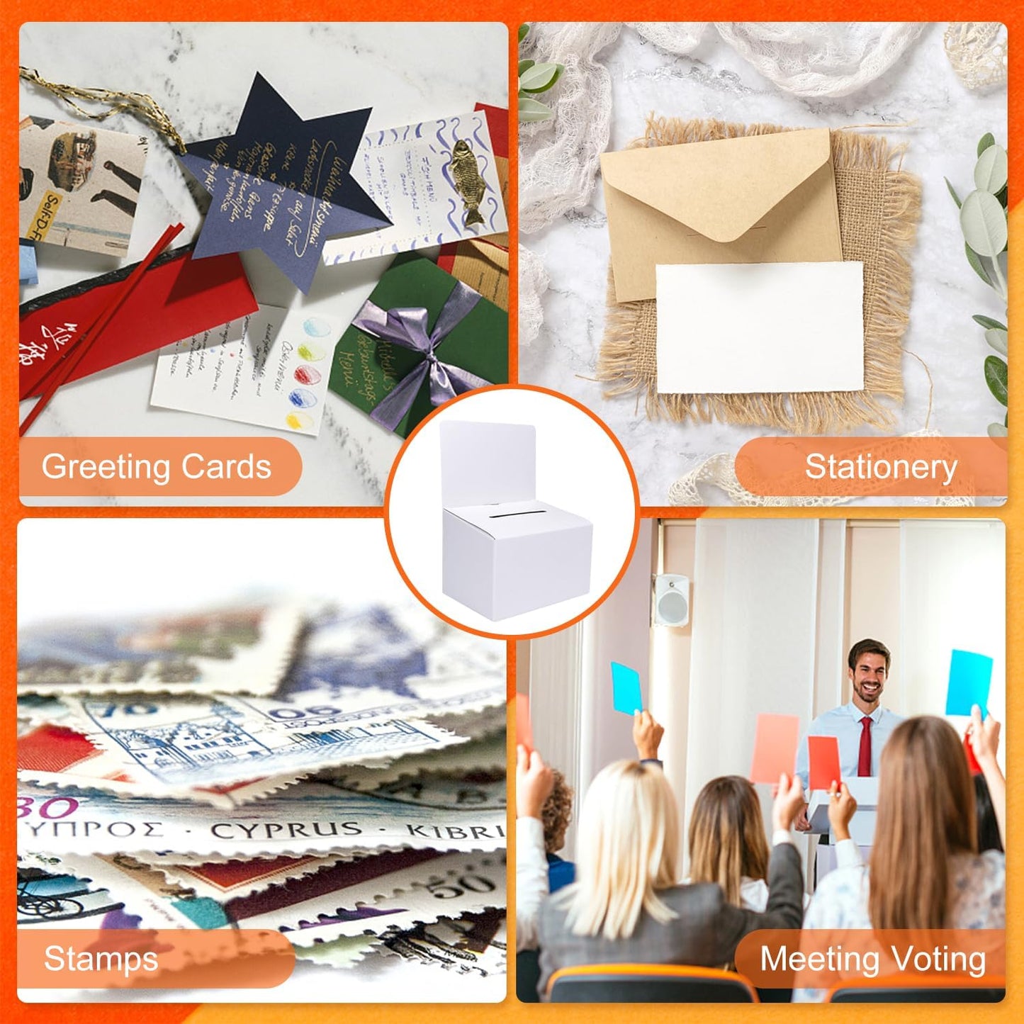 GRAWUN 6 Pack Cardboard Ballot Box with Slot, White Glossy Raffle Boxes 6.5x4.5x4.5Inch, Suggestion Boxes with Removable Slot,Donation Boxes for Fundraising, Collecting Card and Voting Contest