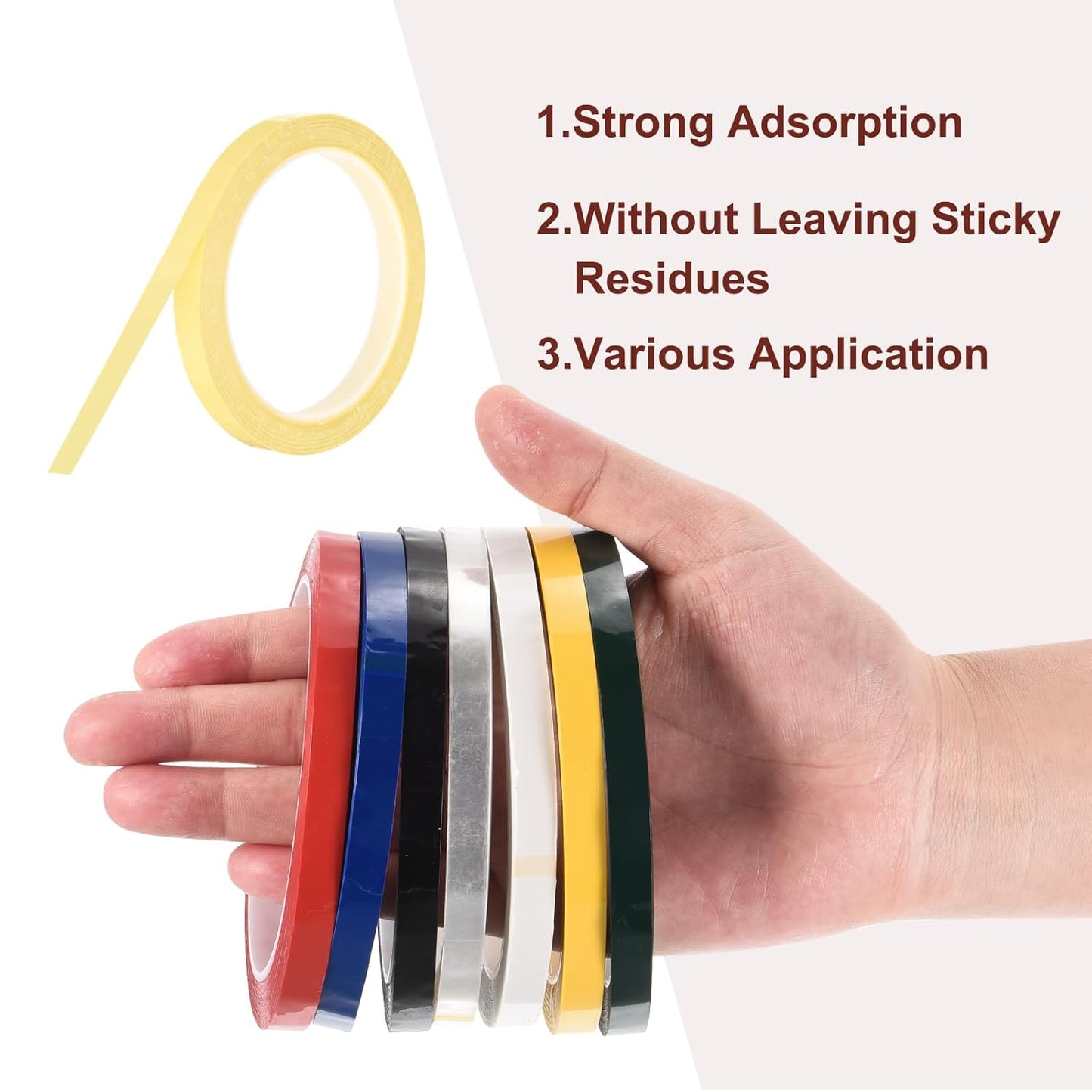 MECCANIXITY 10 Rolls Whiteboard Tape Graphic Chart Tape 10mm 54.7 Yard Art Tape Thin Self-Adhesive Pinstripe Tape Masking Tape for Gift Wrapping Craft Supplies, Light Yellow