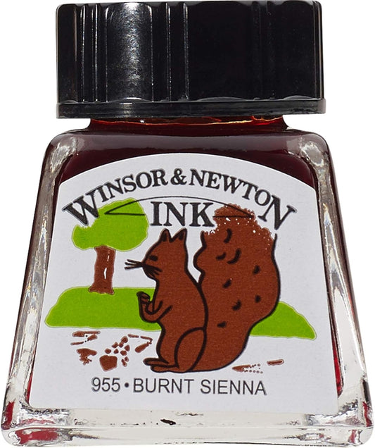 Winsor & Newton Drawing Ink, 14ml Bottle, Burnt Sienna
