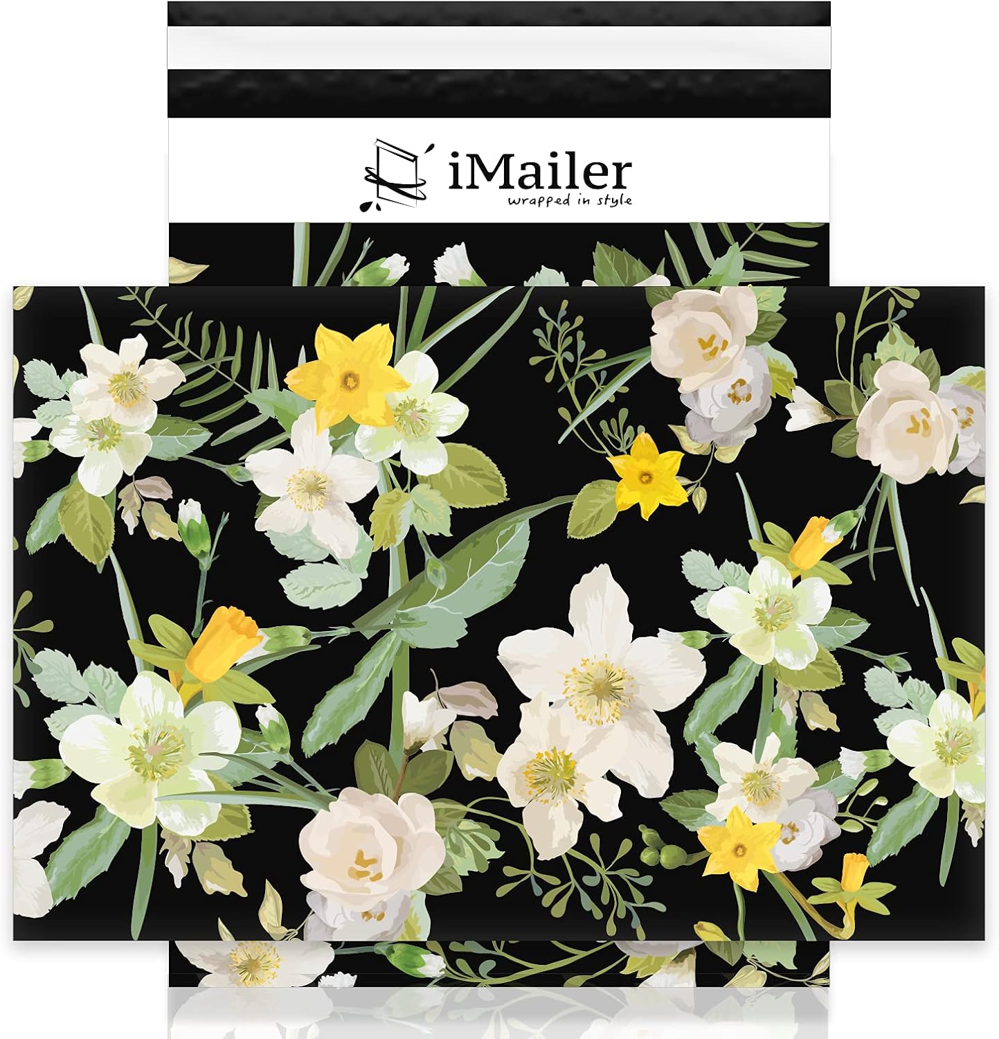 iMailer-10" x 13"(100pcs) Poly Mailer Mailing Shipping Black Flower Envelope Package Bags-Self Seal…