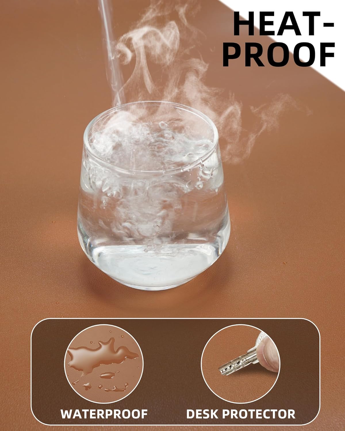 Large Leather Desk Mat - 48"x24" Office Desk Protector, Non-Slip PU Leather Mouse Pad, Waterproof Writing Pad for Office and Home (Brown)