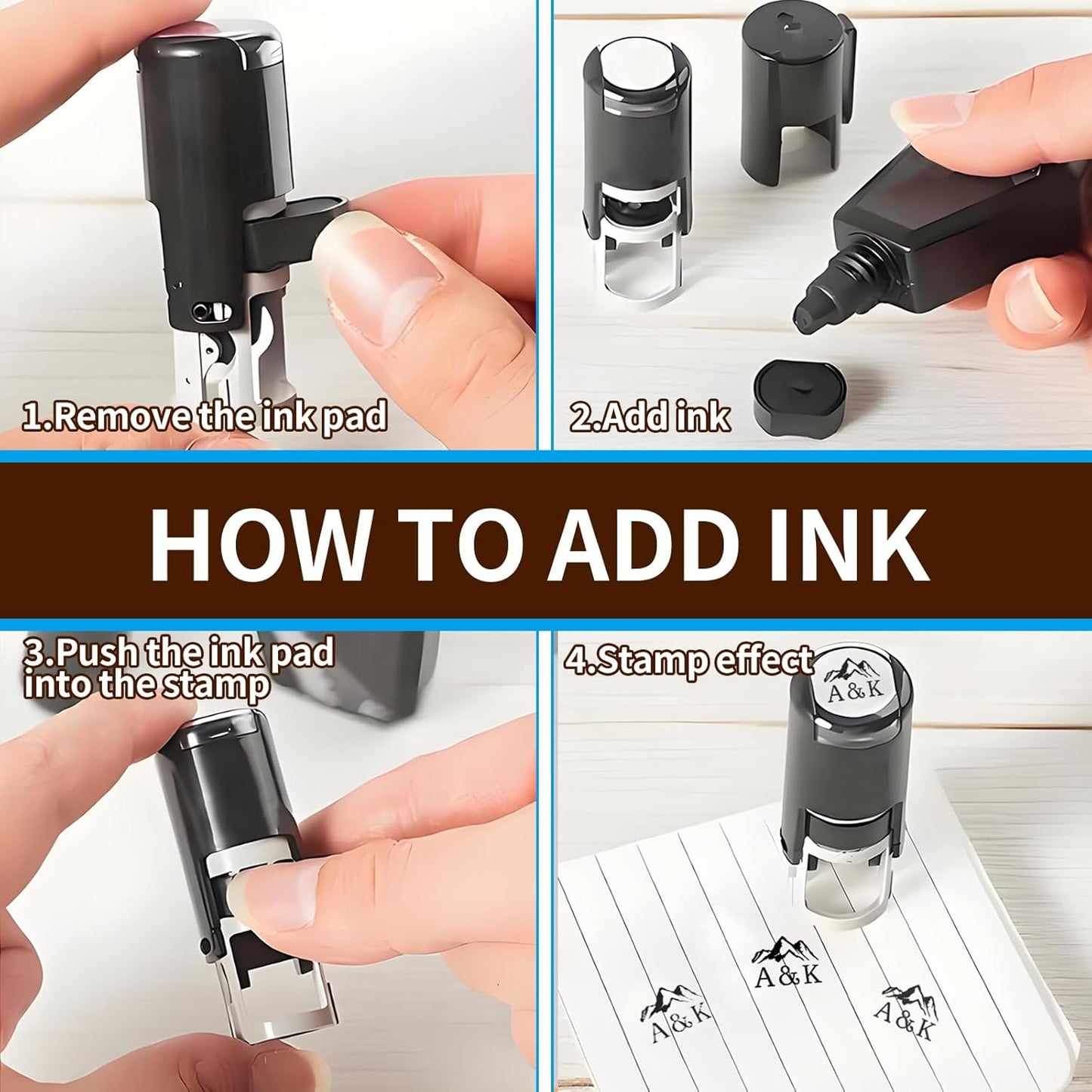 Custom Loyalty Card Stamp Self Inking & Refillable 4 Ink Color Options Upload Your Logo 12mm Personalized Mini Stamp for Coffee Cards, Reward Programs, Journals