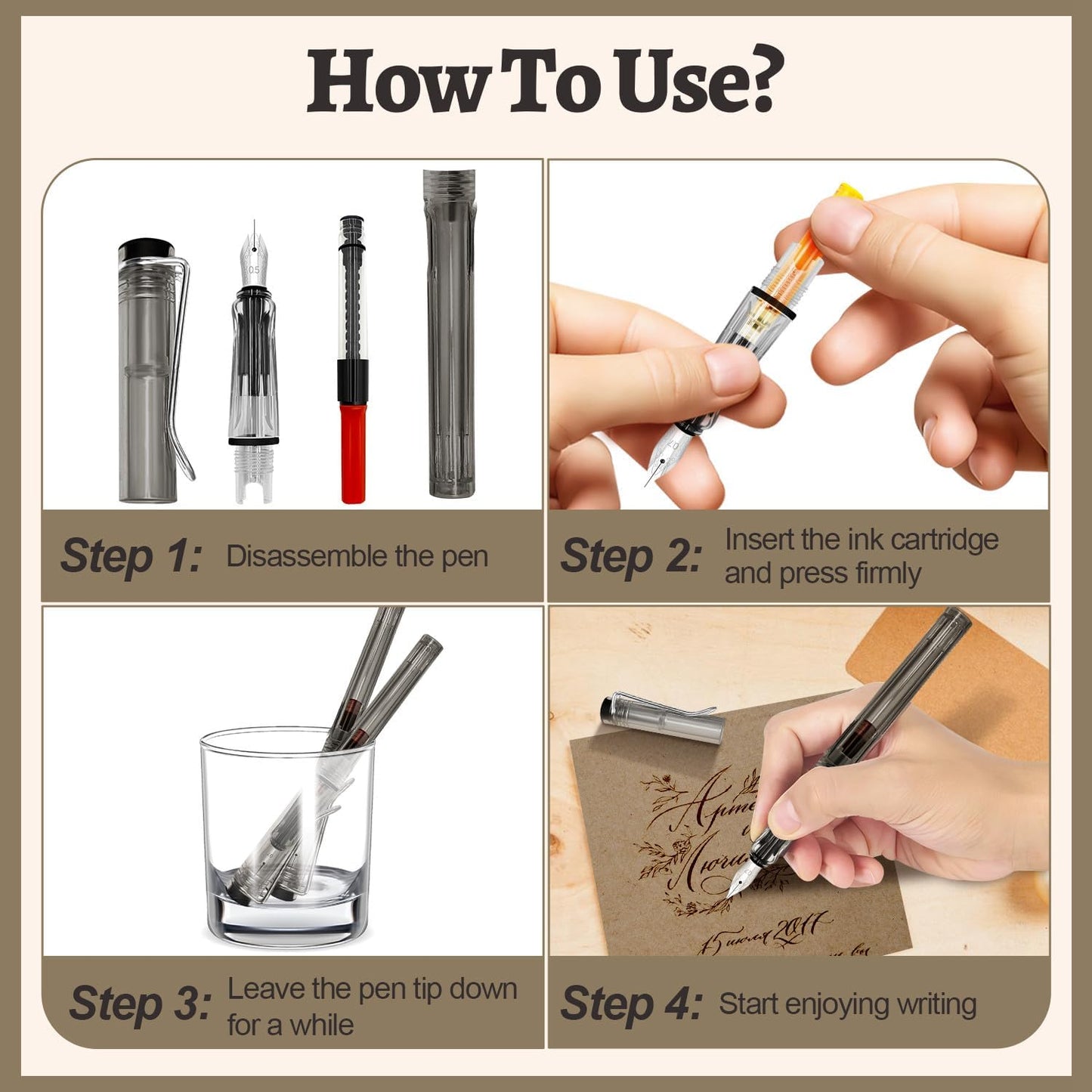 Calligraphy Set, 7 Pcs Fountain Pen with Different Replaceable Nib and 40 Replaceable Ink Cartridge in 11 Color for Beginner Writing and Drawing Calligraphy Kit for Greeting Card Signature Calligraphy