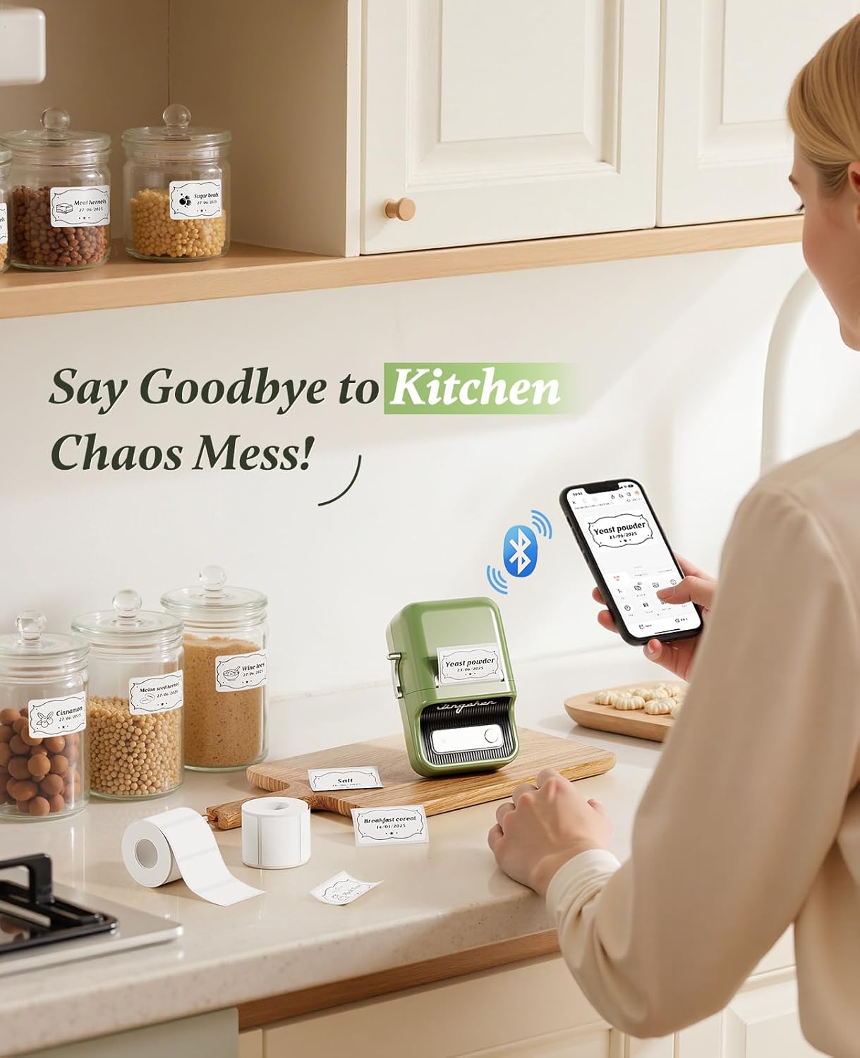 NIIMBOT B21 Label Printer,Thermal Label Maker,Ideal for Home Organization,Business,Ofice,50x30mm Label,230Pcs(Green)