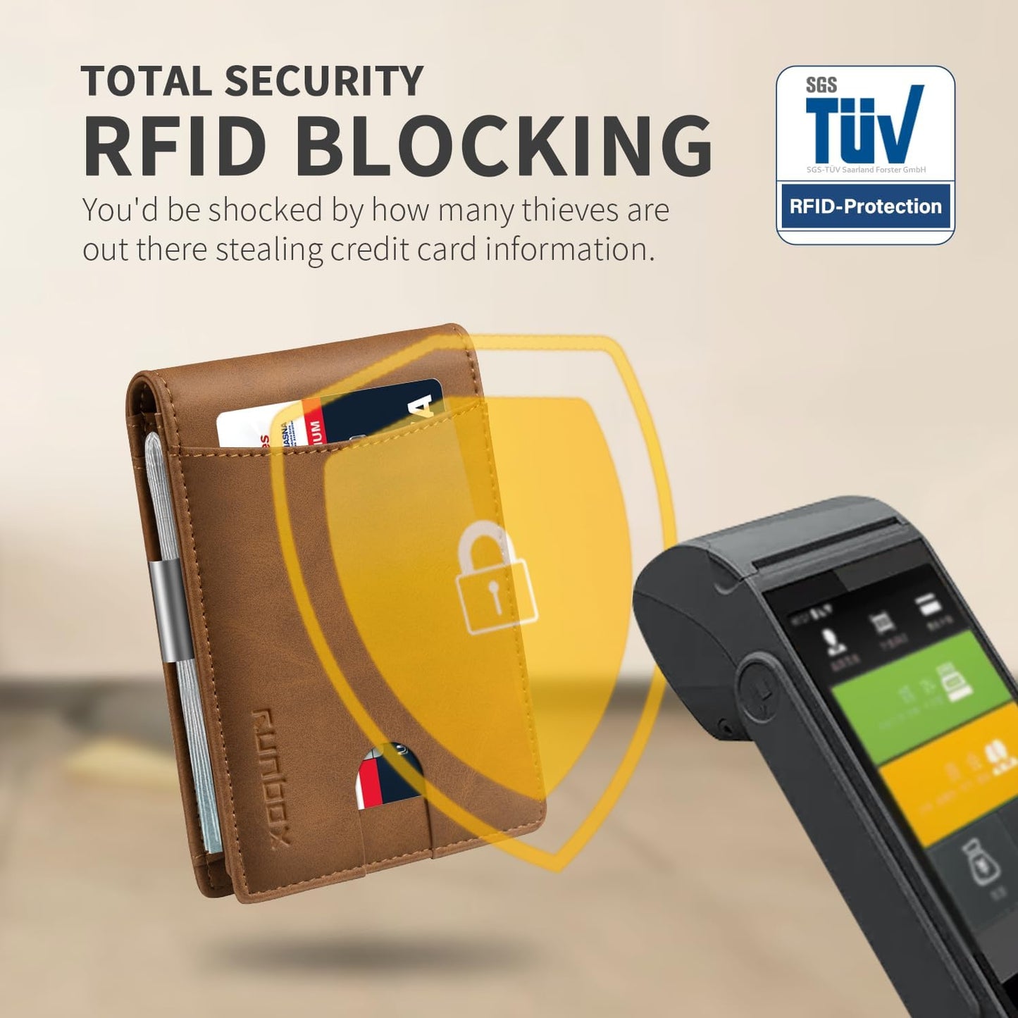 RUNBOX Money Clip Slim Wallets for Men RFID Blocking 11 Card Holder Minimalist Small Leather Bifold Men's Front Pocket Wallet Gift Box