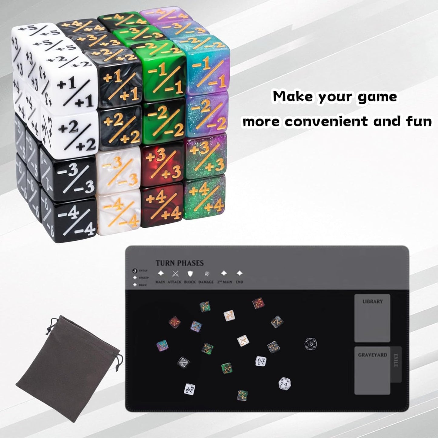 48 Pieces MTG Counter Dice Plus 1 Set in 8 Colors, Life Counters +1/+1 Tokens Dice for MTG, TCG, Cards Gaming Accessories
