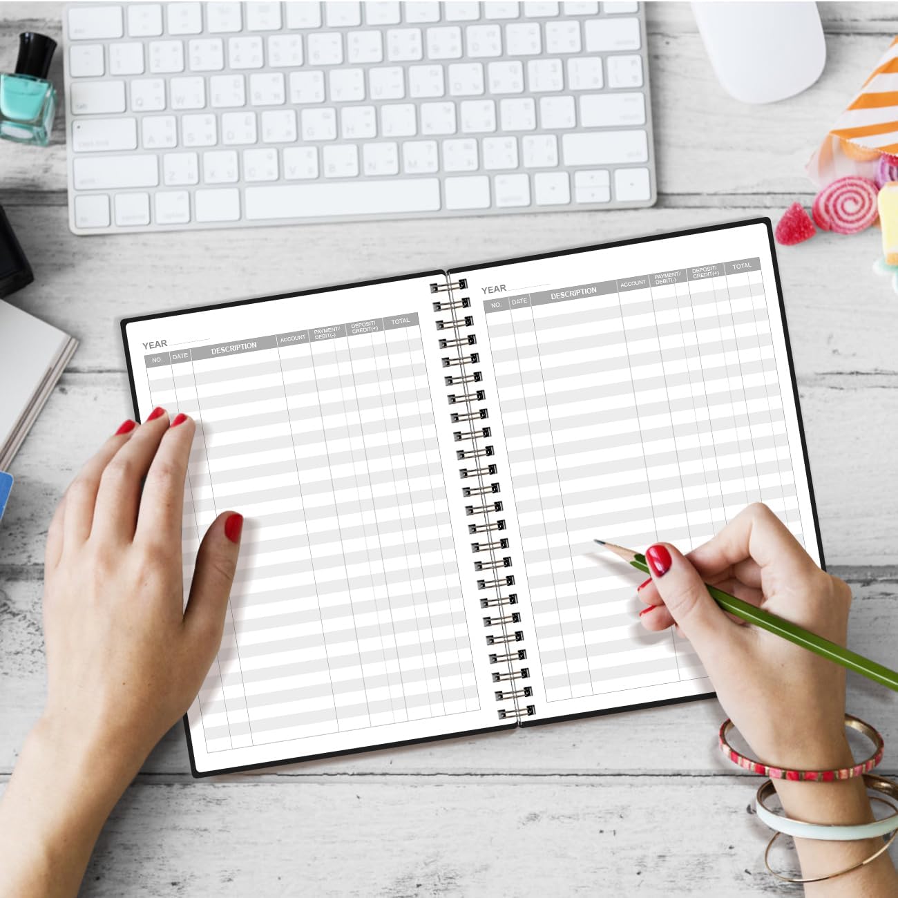 Accounting Ledger Book - A5 Ledger Book for Bookkeeping, Small Businesses & Personal Use, Expense Tracker Notebook for Tracking Money, Expenses, Deposits & Balance, 5.8" x 8.4", Black