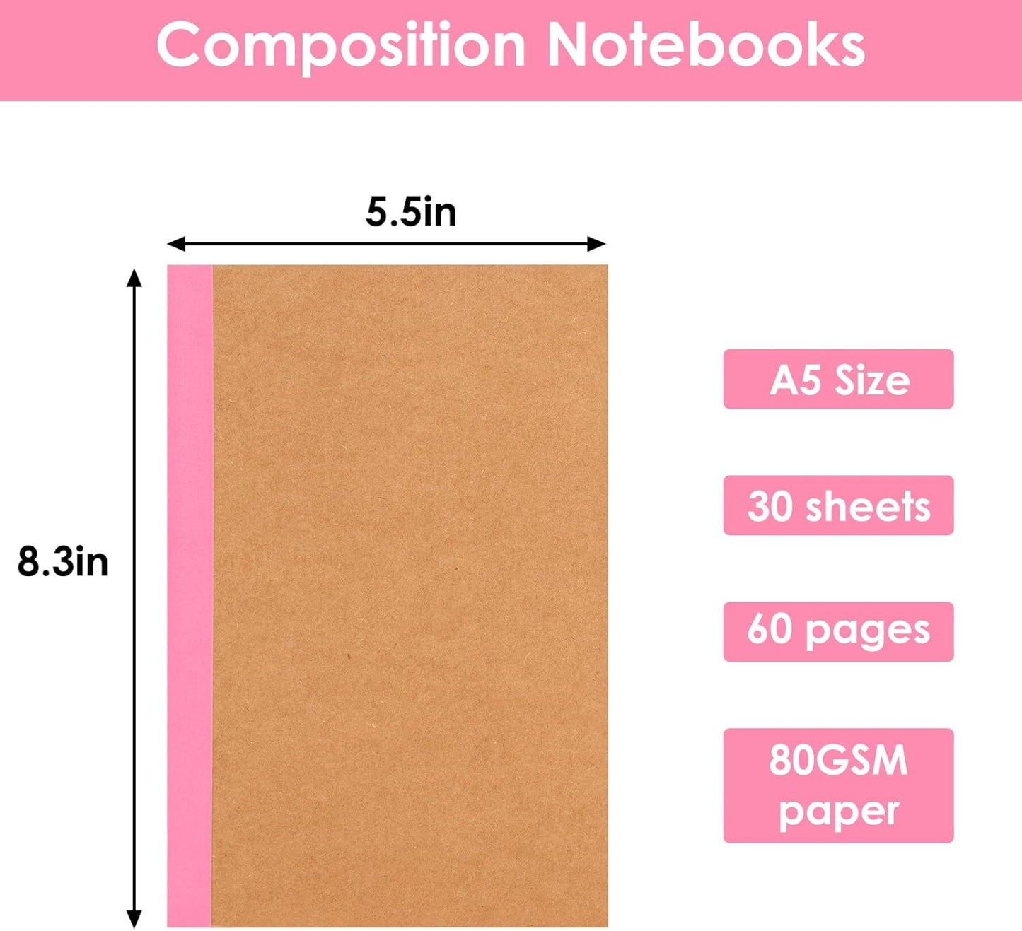 LABUK 60 Pack Notebooks Bulk, A5 Lined Journaling Notebooks Bulk, Rainbow Composition Notebooks Journals, 15 Colors 60 Pages for School Office
