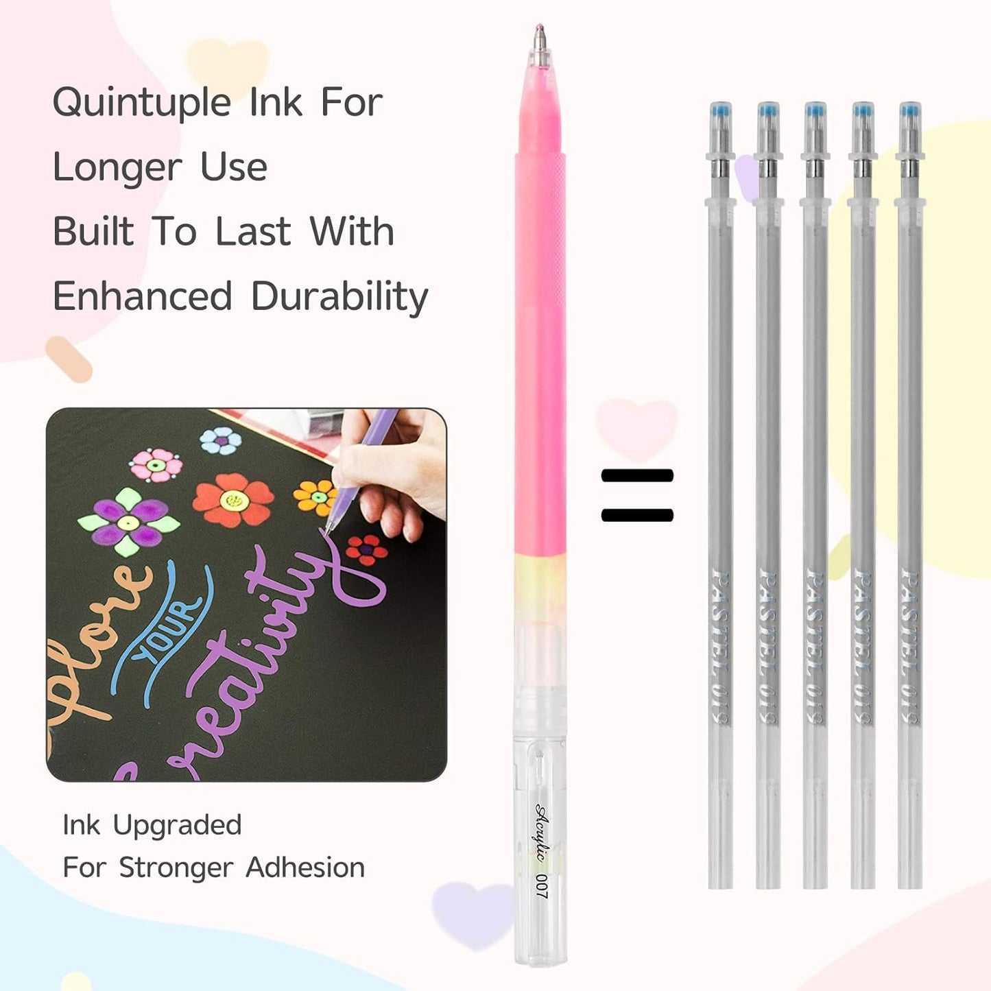 LIUILUCAI 48 Colors Paint Markers, 3D Acrylic Gel Pen, Acrylic Paint Pen,1.0 Fine Tip Muticolor Marker Art Set With Bullet Tip For Black Paper Canvas DIY Crafts, Art, Drawing-1.0 mm