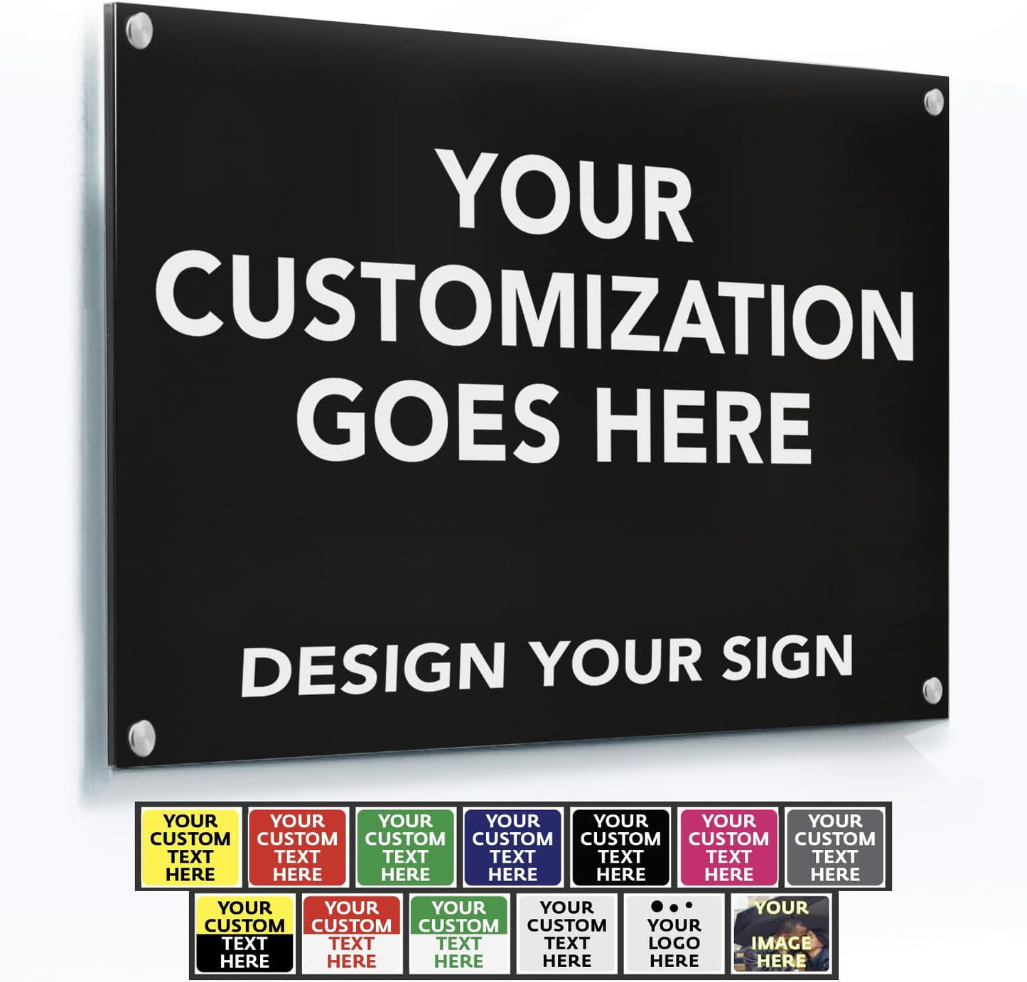 Custom Outdoor Metal & Aluminum Signs, Personalized Business Safety Signs, Waterproof White Aluminum (Black, 24x18 In)