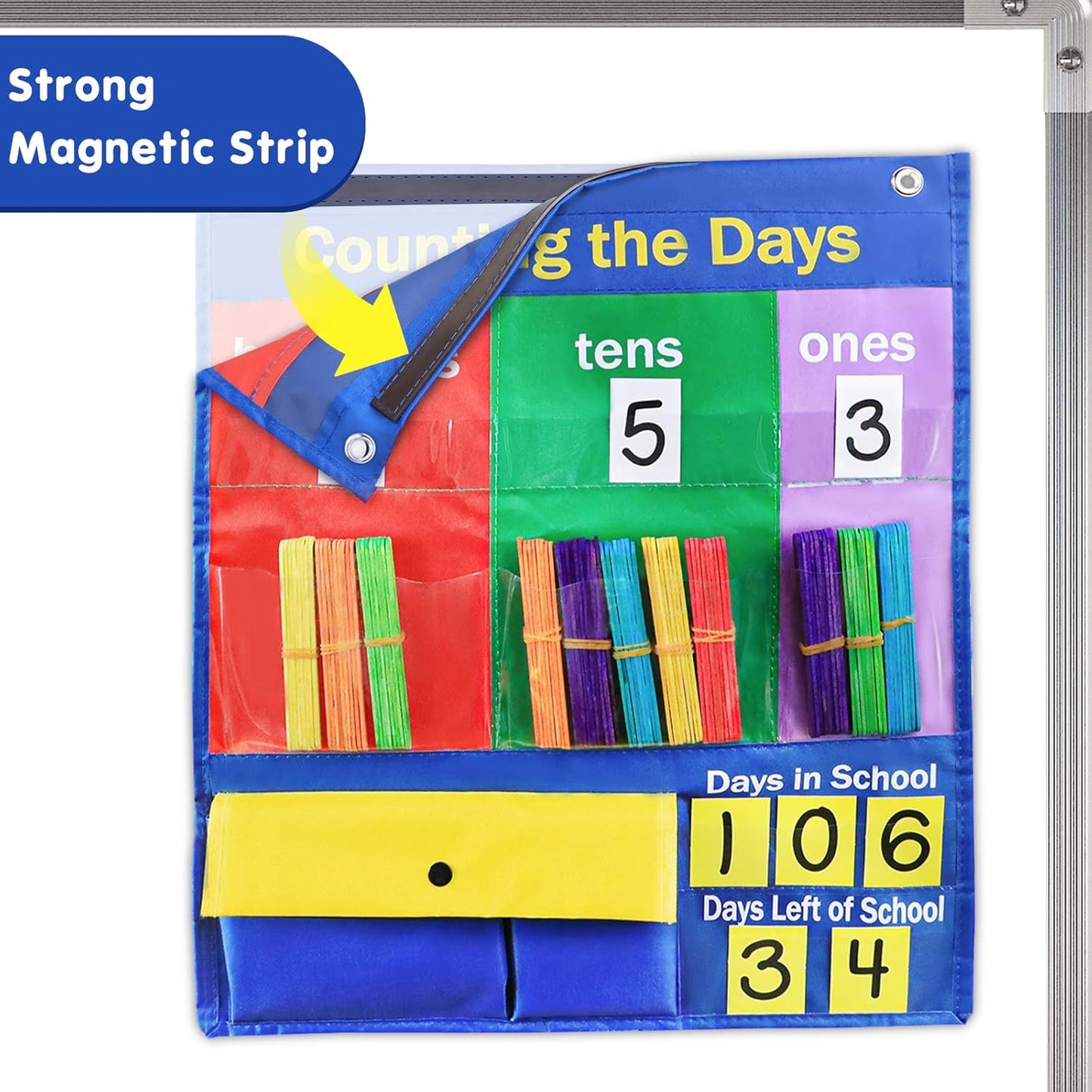 Godery Place Value Charts & Counting Caddie Pocket Chart for Classroom (Hundreds, Tens, Ones)