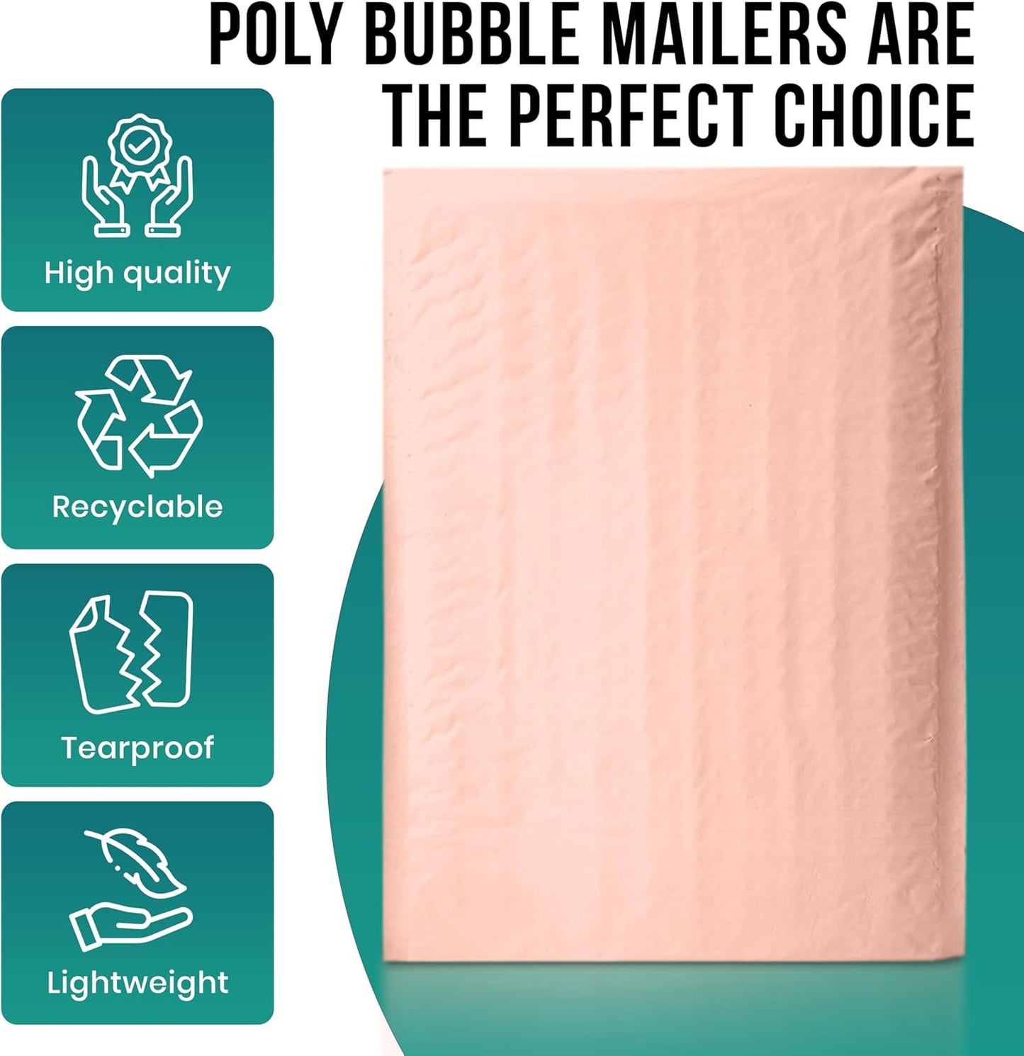 Levex - #0 6" x 10" [5 Pack] Light Pink Poly Bubble Mailers, Padded Envelope Mailers, Packing Envelope & Mailing Bags for Shipping