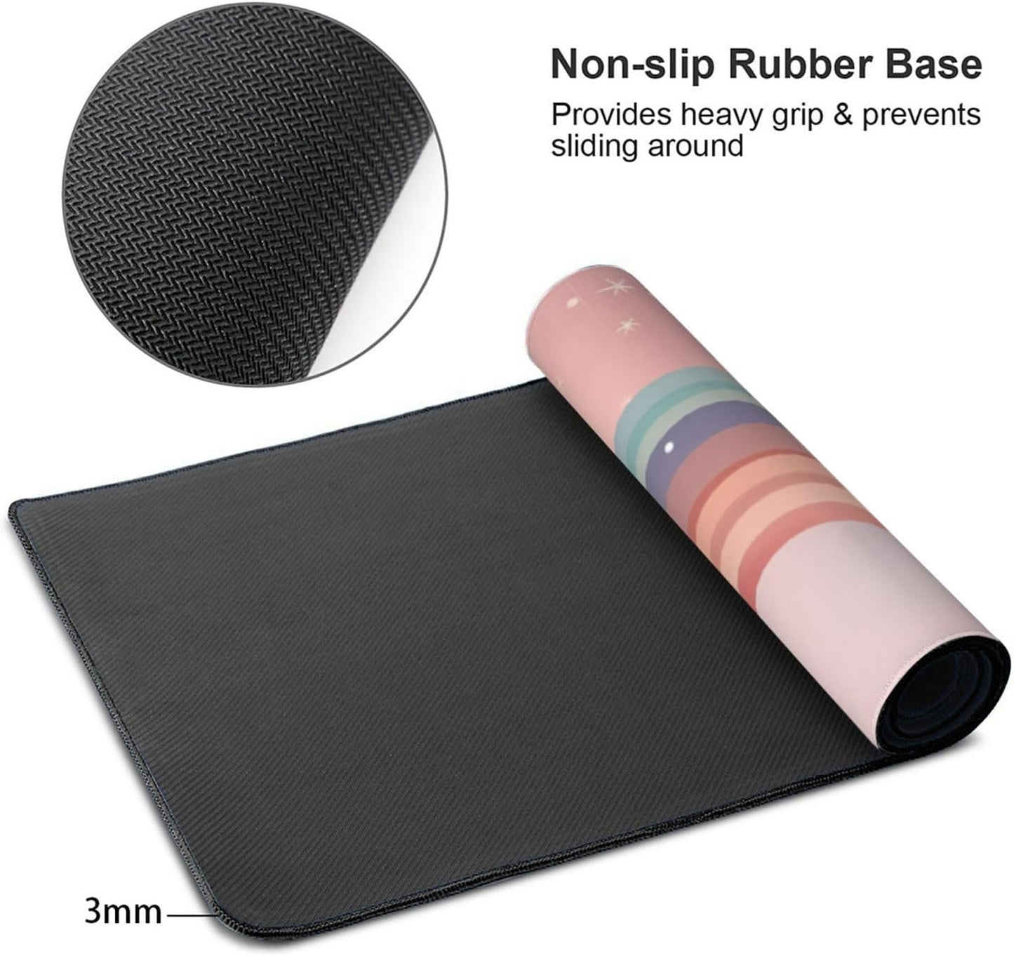 35.4 x 15.7 in, Waterproof XXL Large Mouse Pad for Desk, Extended Keyboard Mouse Mat for Computer Office, Big Laptop Mouse pad, Gaming Pc-Rainbow Boho with Stars