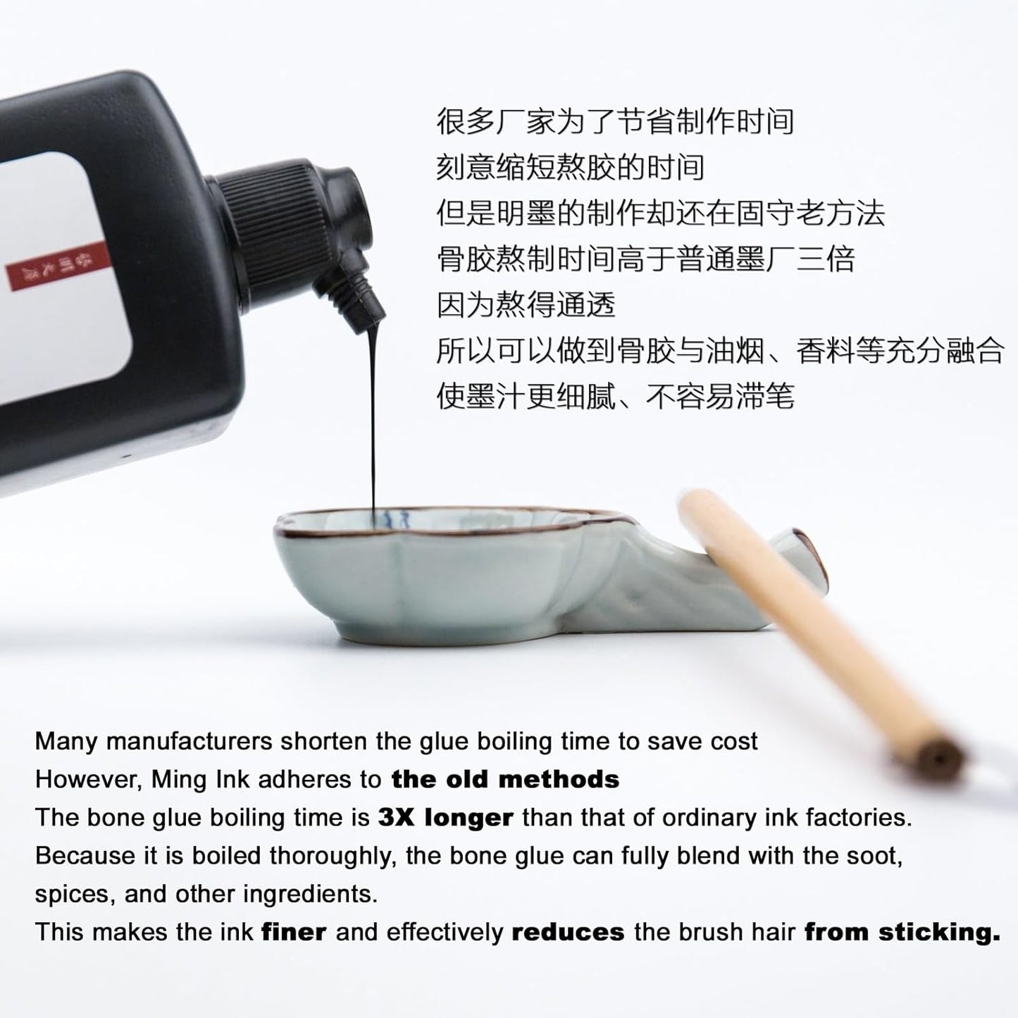 Calligraphy and Sumi Liquid Ink, Traditional Black Sumi Ink for Chinese Calligraphy, Painting and Japanese Brush Art, Light Glue (3.5oz/ 100ml)