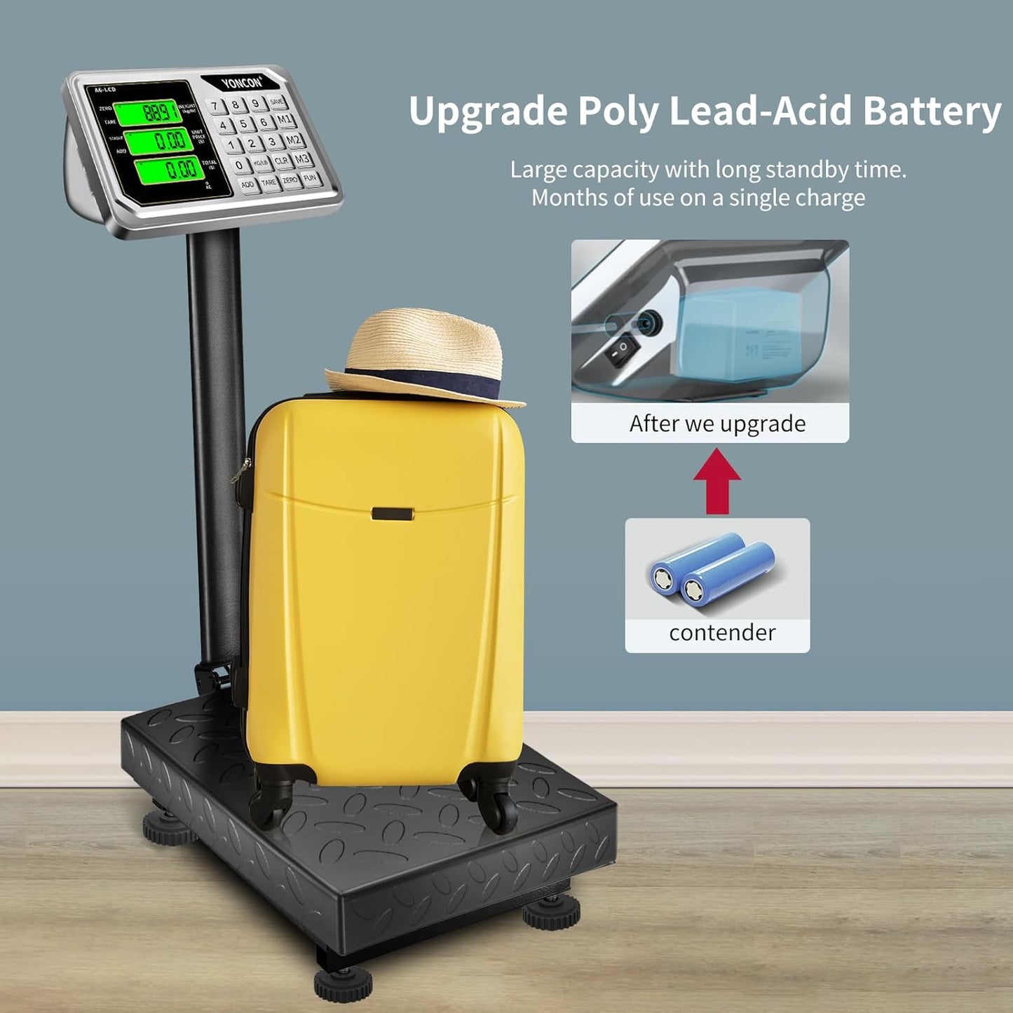 Digital Industrial Platform Scale for Packages, 661lb Weight Shipping Scale, 0.1LB Super Accuracy Commercial Scale for Luggage, Shipping, A6-300 Postal Scale with Price Computing, Kg/LB, LCD, Adapter