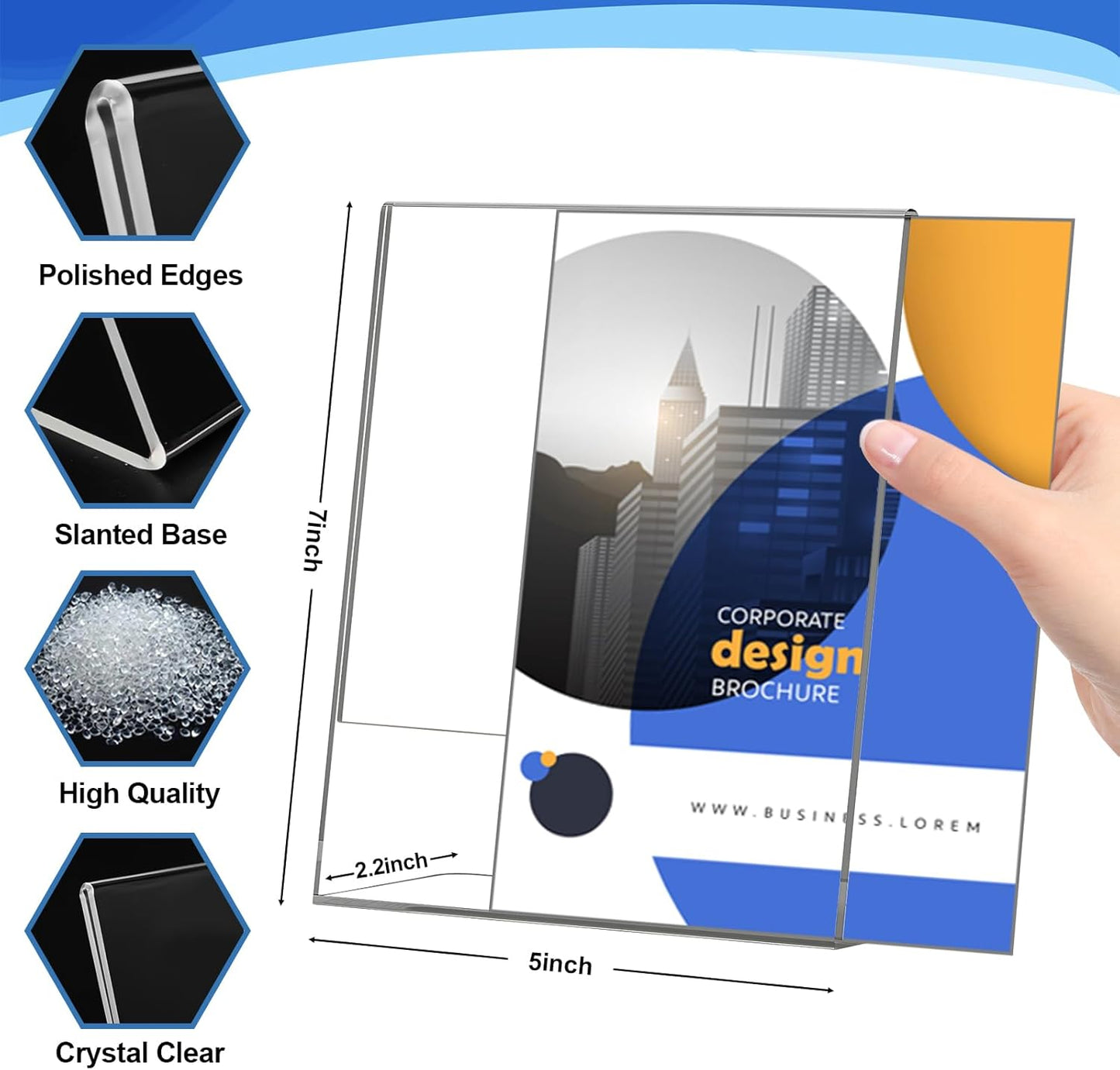 Acrylic Sign Holder 5x7 Inches, 13 Pack Clear Plastic Table Flyer Display Stand, L-Shape Vertical Menu Paper Holder Stand, Clear Picture Photo Flyer Display Stand for Restaurants, Store Fair,Office