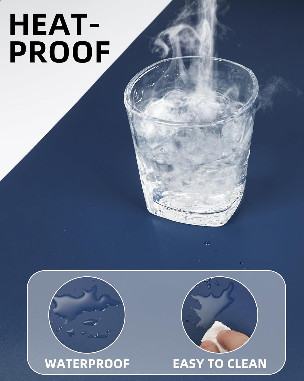 Large Desk Mat,55" x 17"Leather Desk Pad Protector,Large Mouse Pad,Office Desk Mat, Non-Slip PU Leather Desk Blotter,Desk Pad,Waterproof Desk Writing Pad for Office/Home/Decor (Midnight Blue)