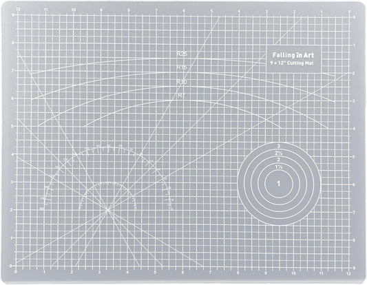 Falling in Art Self Healing Cutting Mat, 9x12" Cutting Mats for Sewing, Double-sided 5-Ply Fabric Cutting Board for Crafting, Quilting and Sewing Projects, White
