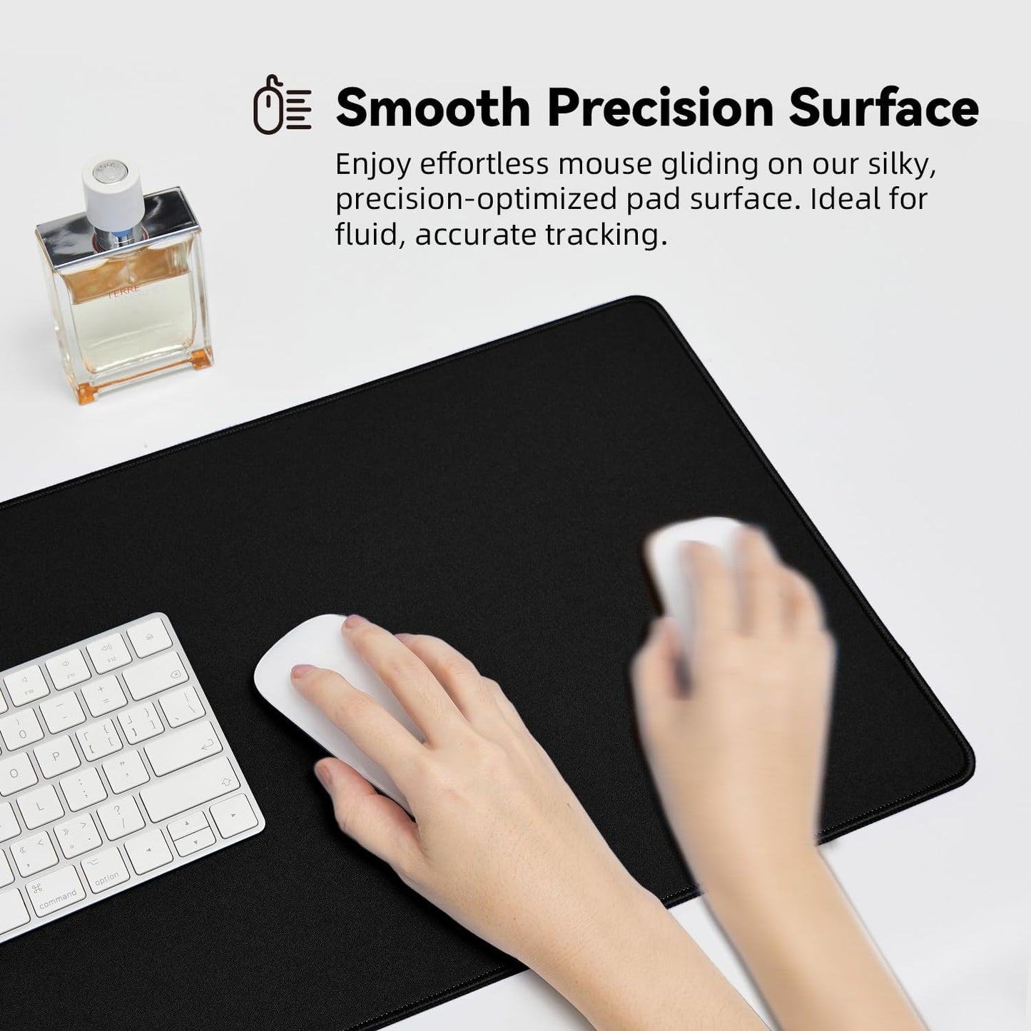 Large Gaming Mouse Pad with Durable Stitched Edges, Non-Slip Rubber Base, Big Computer Keyboard Mouse Mat Desk Pad for Home Office Gaming Work, 11.81"x27.56"x0.12", Black