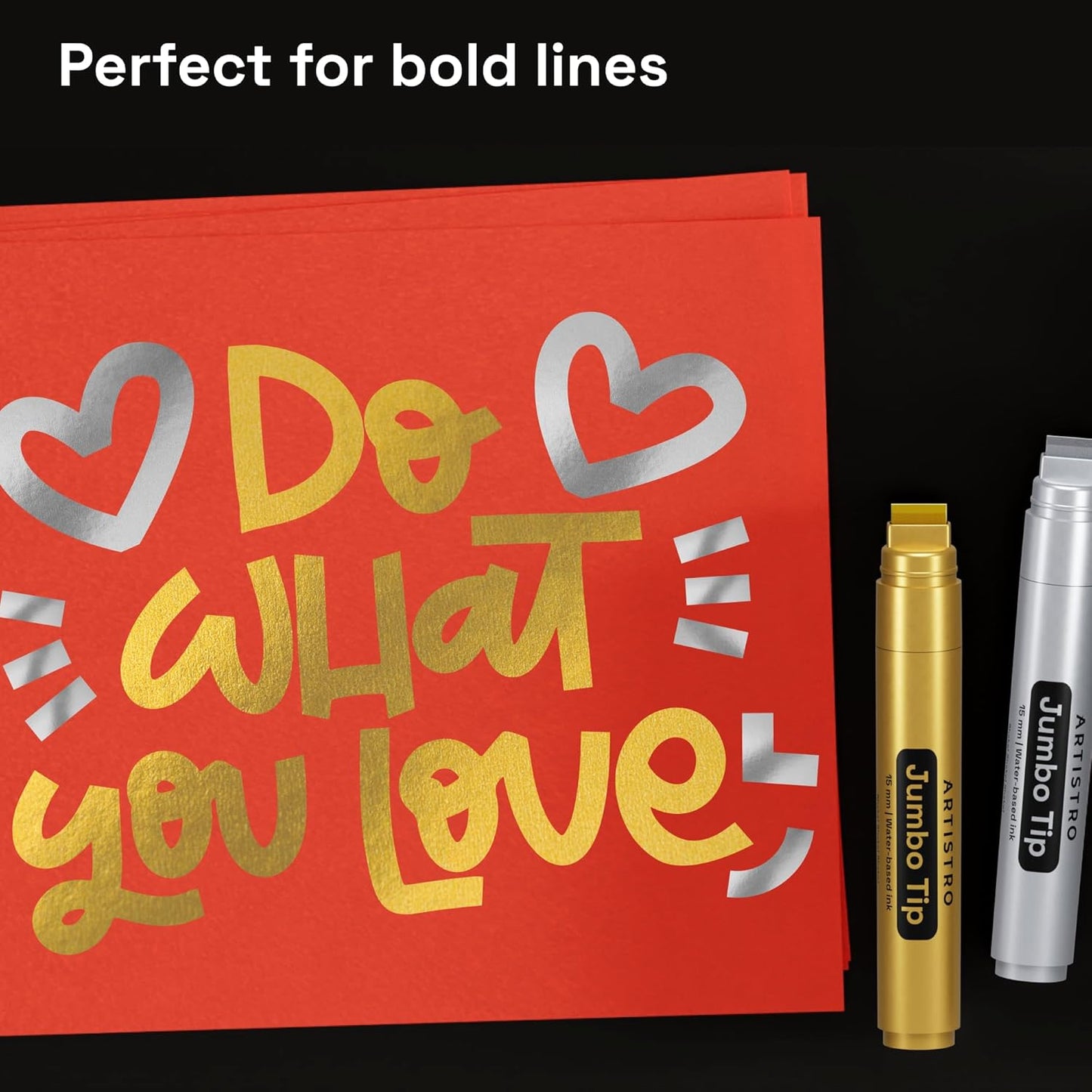 ARTISTRO 2 Gold & Silver Acrylic Paint Markers - 15mm Jumbo-Tip Paint Pens - Perfect for Crafting, Art Projects, & More