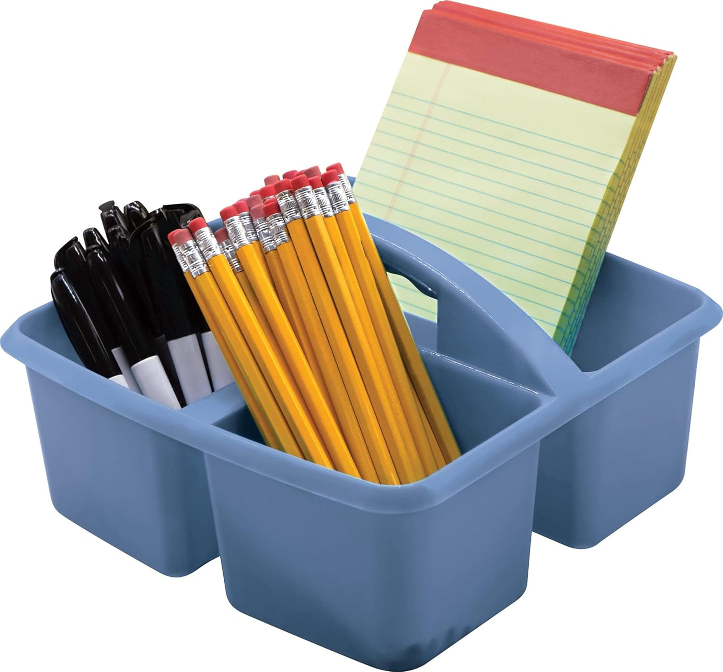 Teacher Created Resources Slate Blue Portable Plastic Storage Caddy 6-Pack for Classrooms, Kids Room, and Office Organization, 3 Compartments