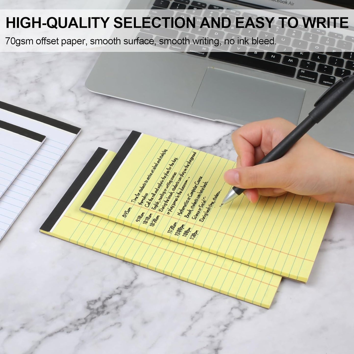 Utron 6 PCS Small Legal Pads 5x8 Yellow and White, Narrow Ruled Small Note Pads, Micro Perforated Writing Pad, College Ruled Legal Notepads 5x8 for Study, Office, To-Do Lists(30 Sheets/Small Notepad)