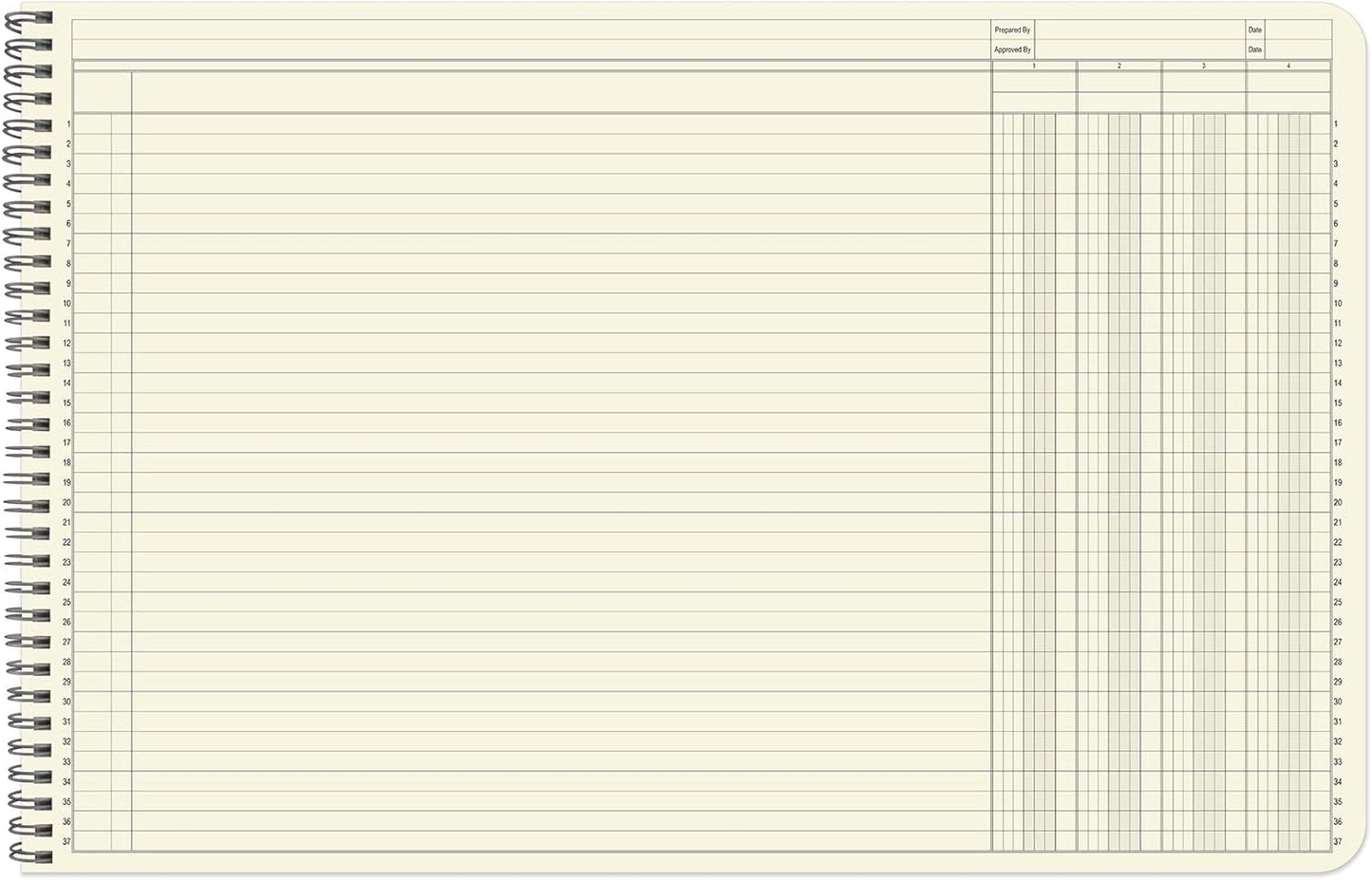 BookFactory Accounting Ledger Notebook/Large 4 Column Accounting Ledger Columnar (Four Columns) Log Book - 17'' x 11'', 100 Pages, Wire-O Landscape Format (LED-100-CLCW-PP(17x11-Ledger-4)-AX)