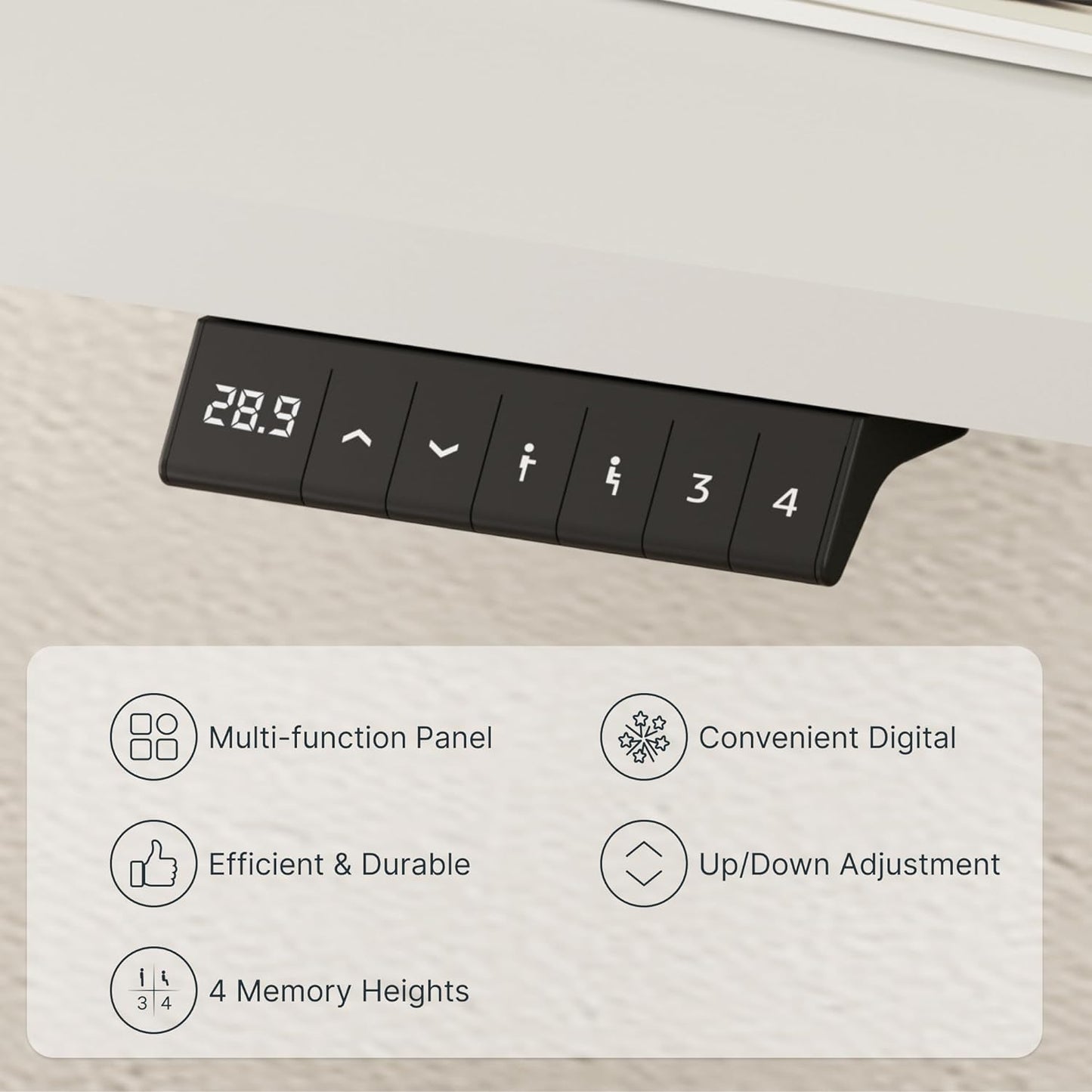 FLEXISPOT EN1 Whole-Piece White Standing Desk 48 x 24 Inches Electric Stand Up Height Adjustable Desk for Home Office (White Frame + White Top)