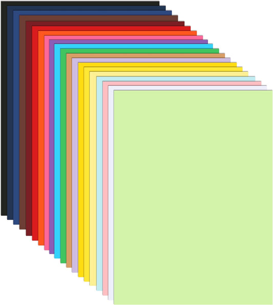 100 Sheets Colored Cardstock 8.5 x 11 Craft Paper, 20 Assorted Colors 75lb Heavyweight Invitation Paper Card Stock for DIY Cards Making, Wedding, School Scrapbooking, Memus, Party Decorations