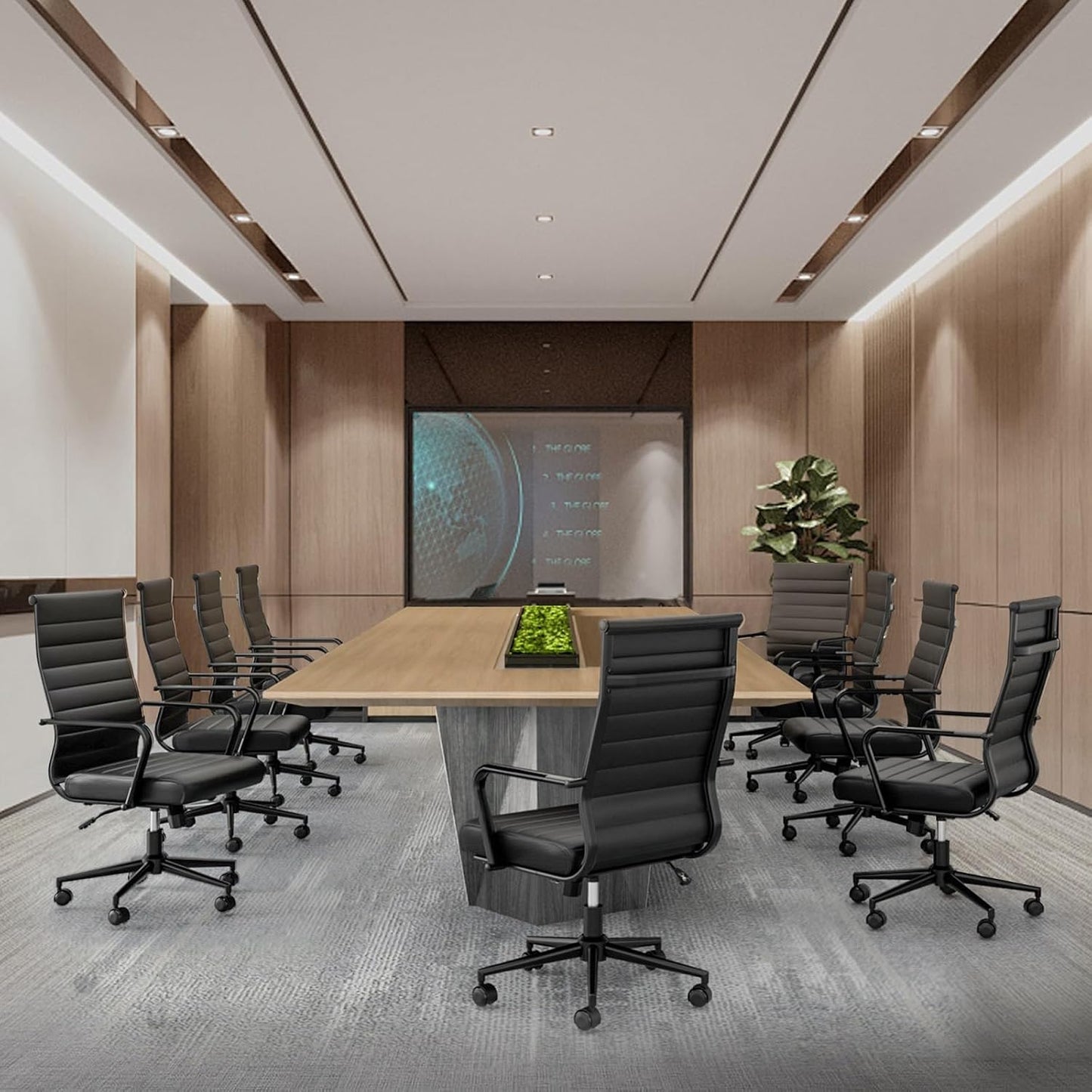 Okeysen Office Desk Chair Conference Room Chairs Modern Ergonomic Executive Swivel Chair Adjustable Height PU Leather Home Desk Chairs with Armrests Comfy Computer Task Chairs with Wheels (Black)