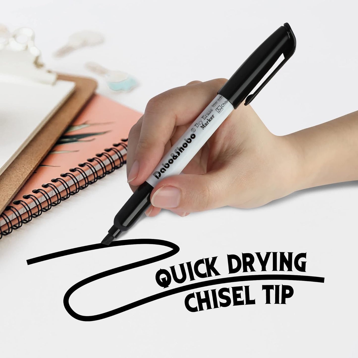 Dabo&Shobo Dry Erase Markers 24 Pack, Low Odor Black Whiteboard Markers, Chisel Tip, Perfect for Writing on Whiteboard Mirrors Glass In School, Office&Home…