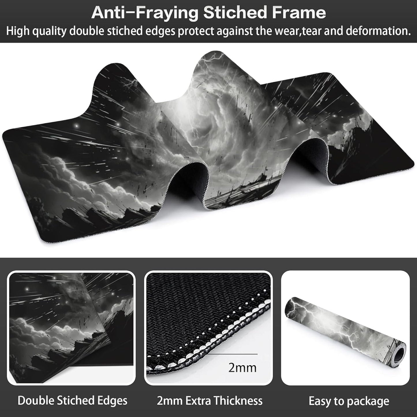 Extended Large Gaming Mouse Pad, Anime Manga Large Desk Mat for Desktop XXL, Non-Slip Rubber Base Stitched Edges Long Computer Keyboard Desk Pad Mouse Mat for Gaming Home Office 35.4"X15.7"