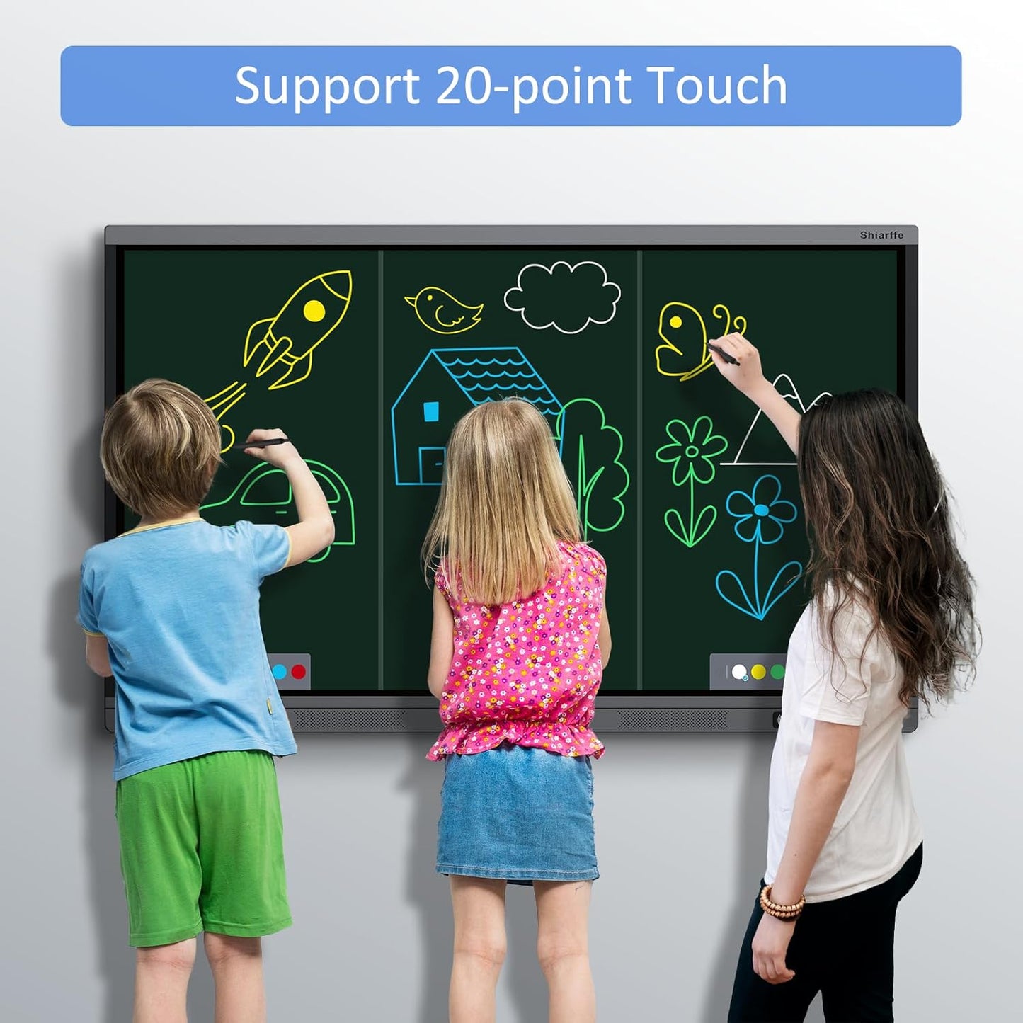 Shiarffe X5 Smart Board 55" 4K Interactive Whiteboard Google EDLA-Certified, OTA Software Updates Android 14 OS Octa-Core, Smart Whiteboard for Classroom Office Homeschool