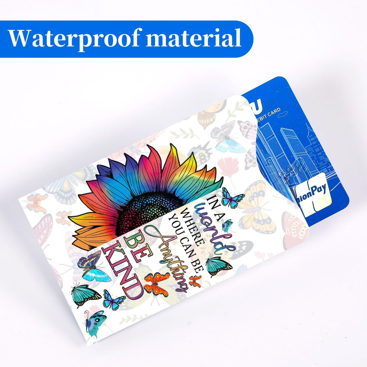 12 PCS RFID Blocking Sleeves, Credit Card Holder for Women Men Protect Cards Identity from Electronic Theft Travel Case Set (Black Cat Flower)