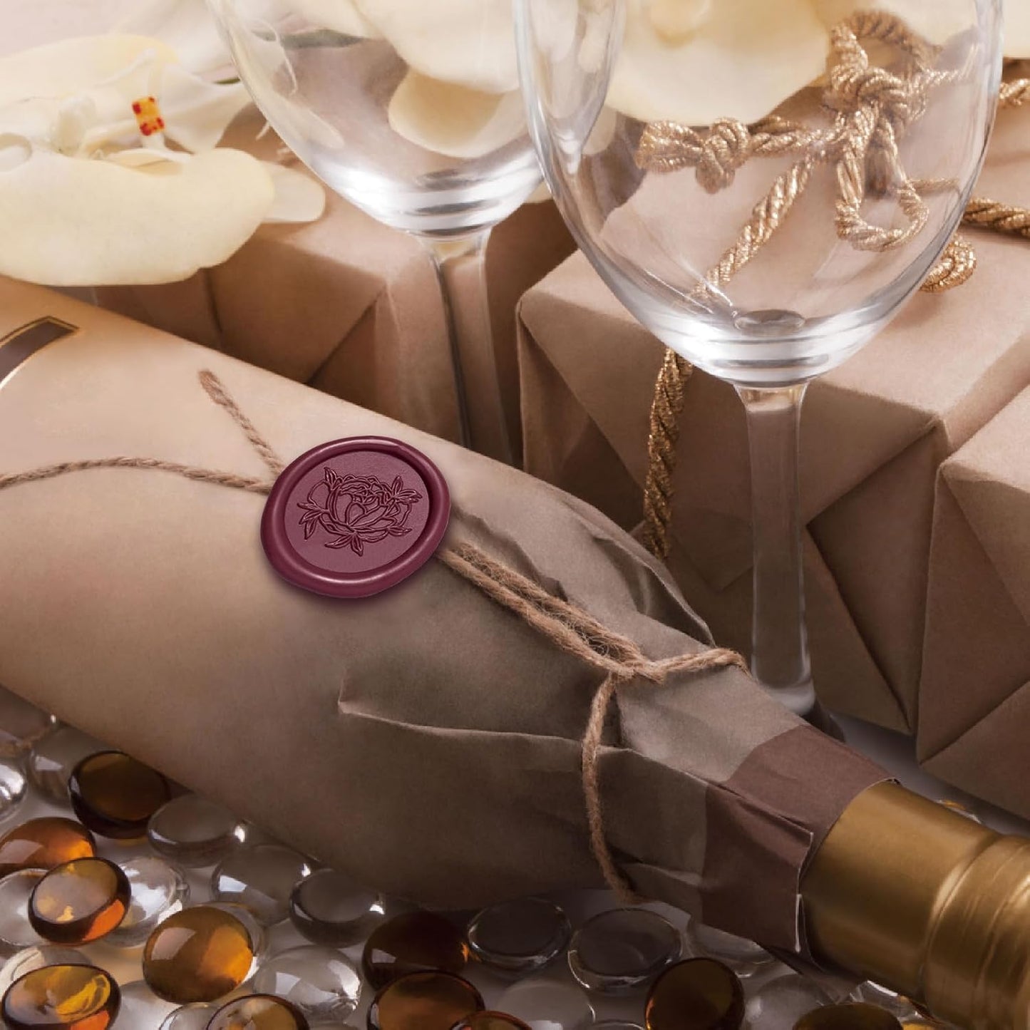 UNIQOOO Jewel Tone Ruby Marsala Red Glue Gun Sealing Wax Sticks for Wax Seal Stamp - Great for Wedding Invitations, Cards Envelopes, Snail Mails, Wine Packages, Christmas Gift Ideas, Pack of 8