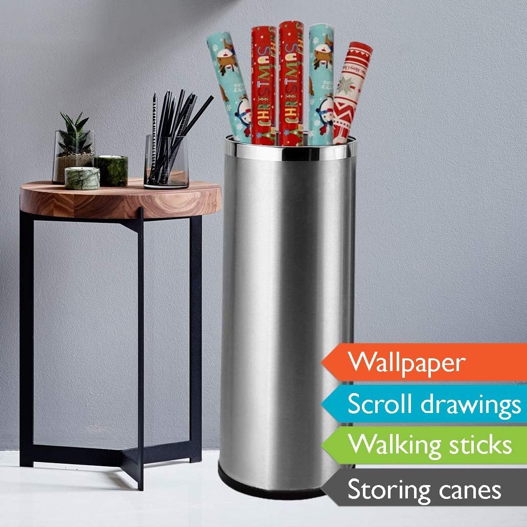 KBBRD Bennett Umbrella Stand Rack Holder for Entryway, Stainless Steel Indoor Umbrella Bin with Removable Inner Bucket 20" Tall, Hallway Décor Home Office Umbrellas Canes Walking Sticks