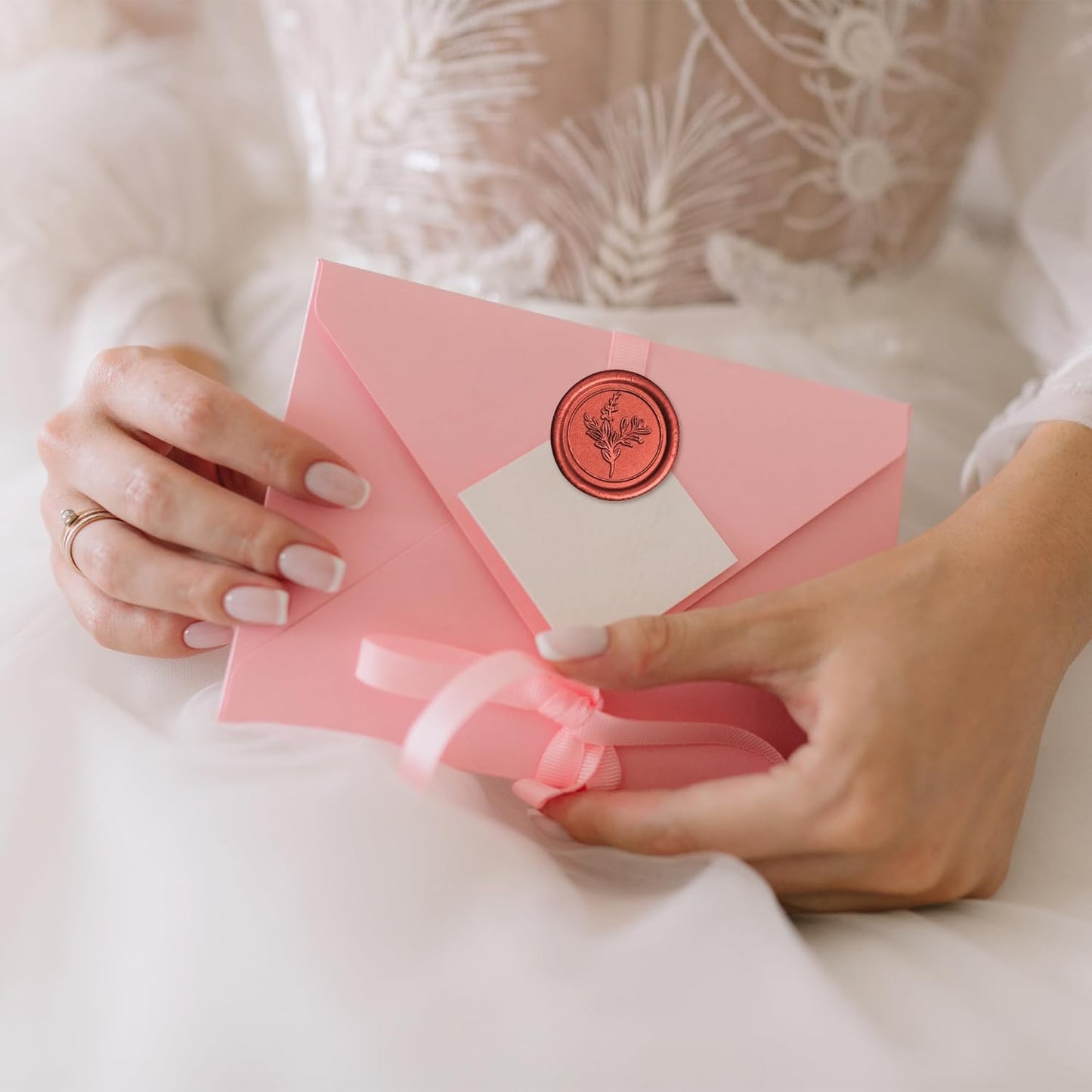 Handmade Wax Seal Stickers - Wedding Invitation Envelope Seal Stickers, 25 Pcs Self- Adhesive Stickers, Perfect for Invitation, Christmas, Gift Wrapping (Ivy Style, Red Wax)