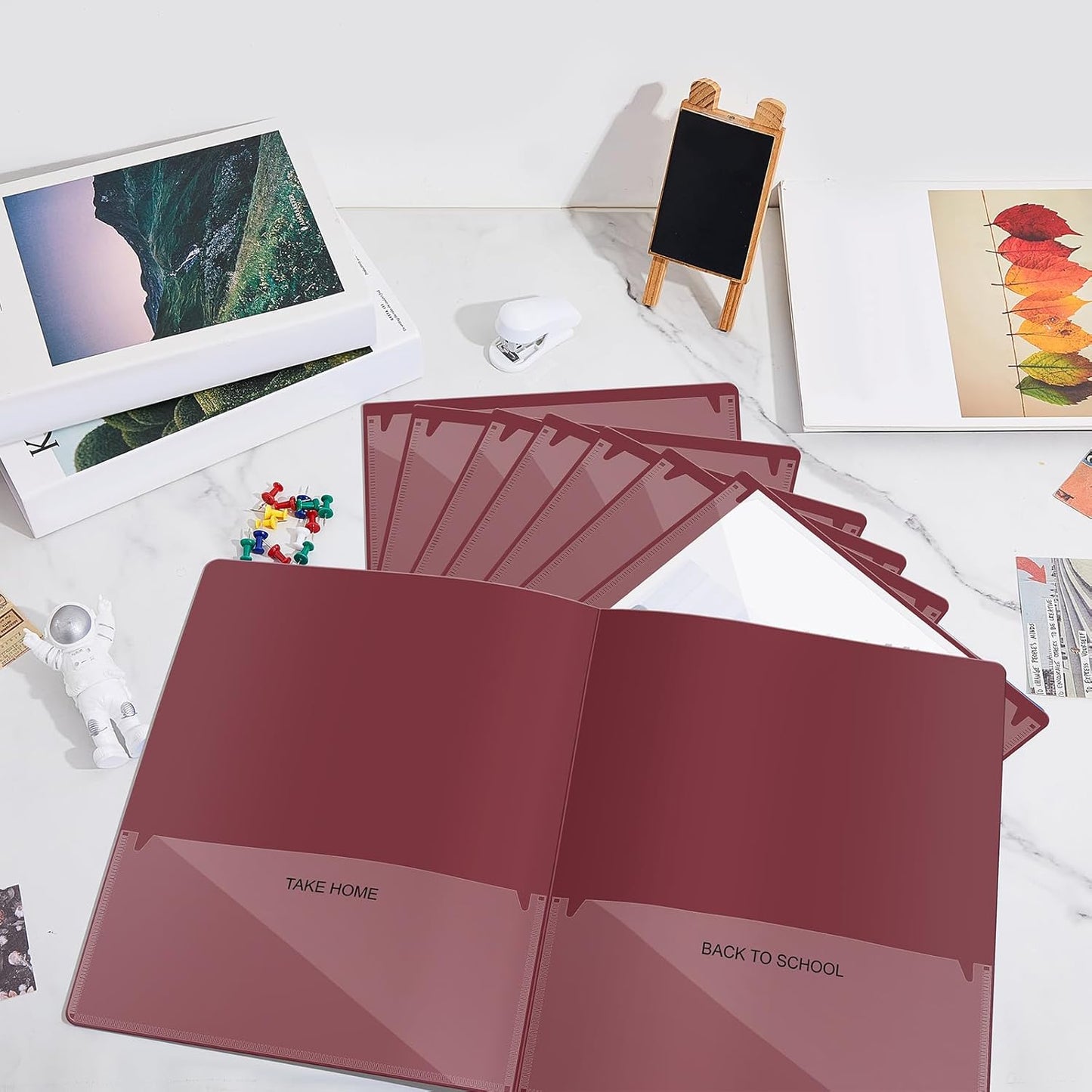 Henoyso 72 Pcs Plastic Take Home Folders with 2 Pockets Parent Teacher Classroom Communication Homework Folder for Students Parent Teacher Connect (Dark Red)